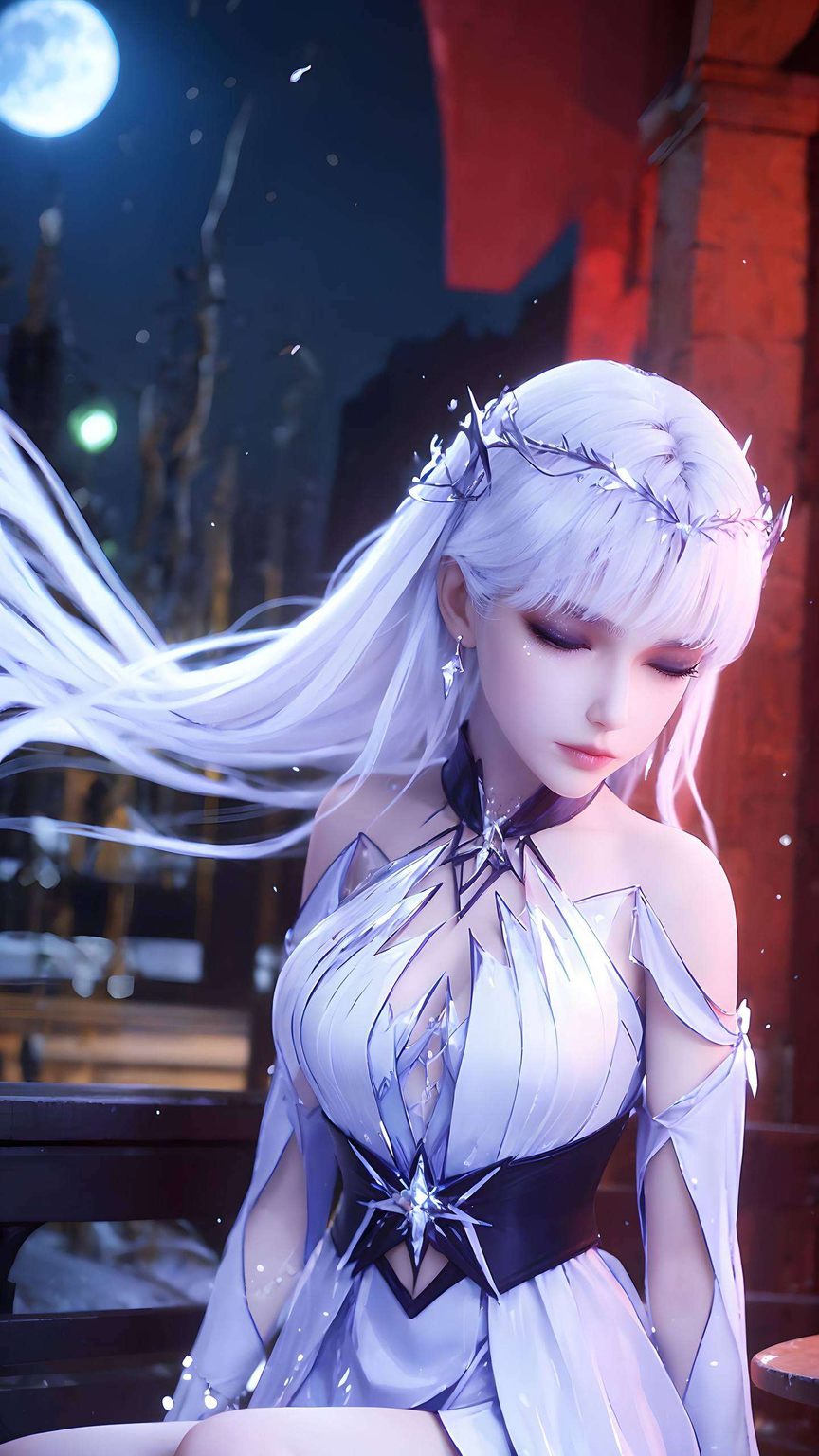 圣采儿泪洒时刻：AI生成高清唯美壁纸，iPhone专享，免费下载。