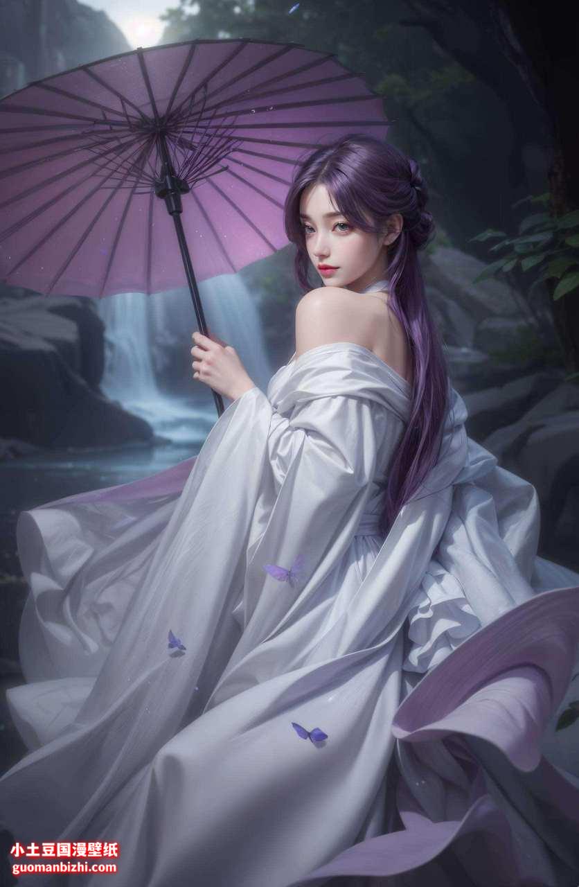 云曦少女高清壁纸：紫色极简平板墙纸