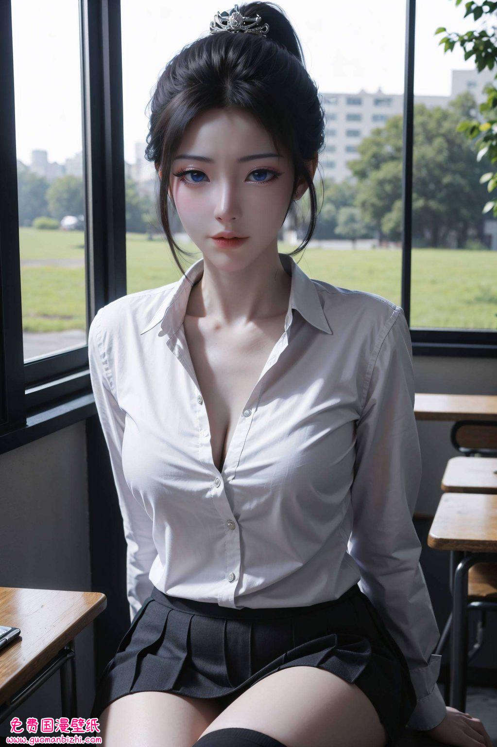 元龙高瑶露背风华，AI创造AIGC免费壁纸，点亮电脑桌面风采。