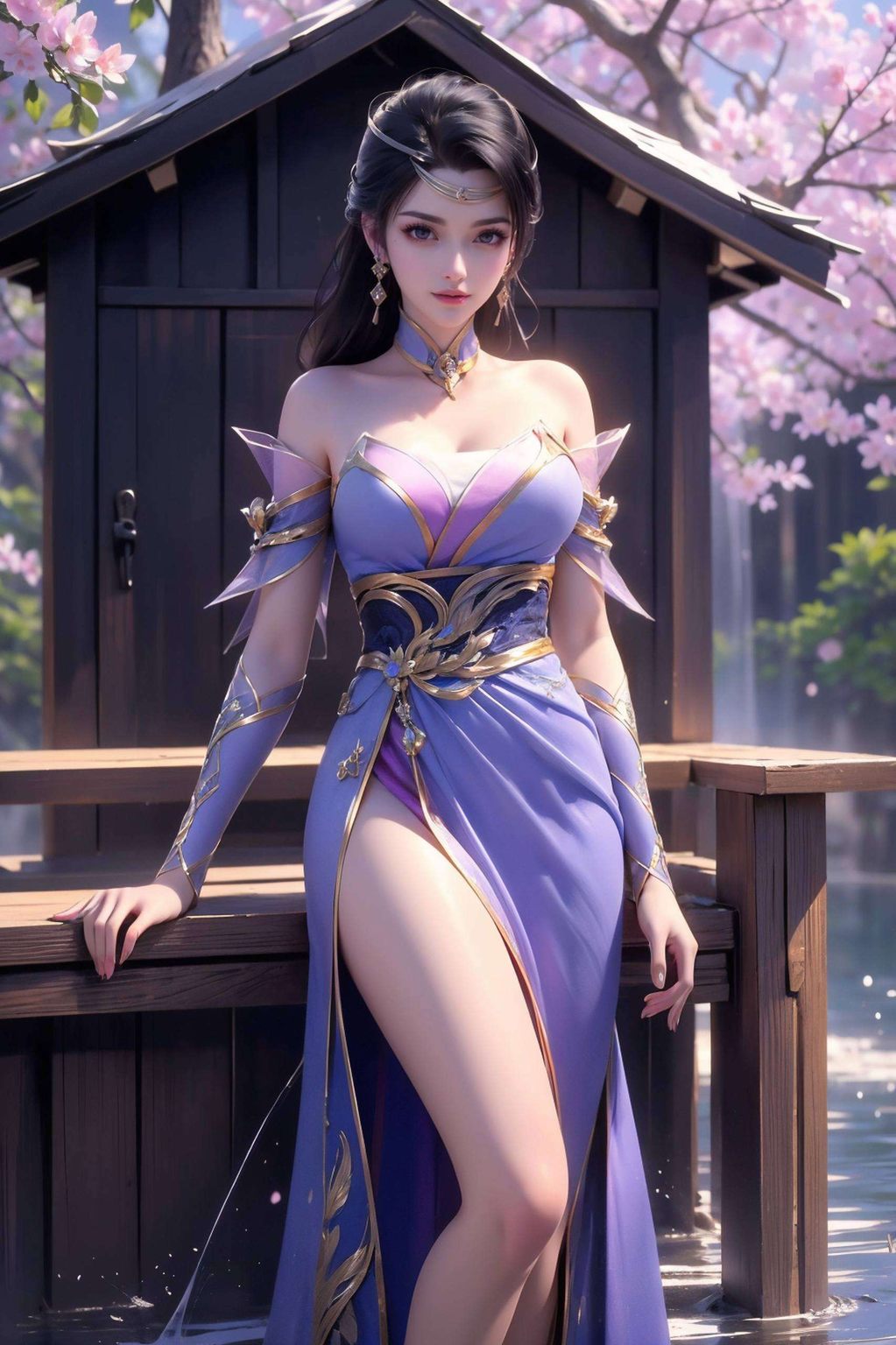 仙武传楚灵玉高清横屏壁纸4k：AI生成AIGC护眼iPhone壁纸，古香古色韵味十足