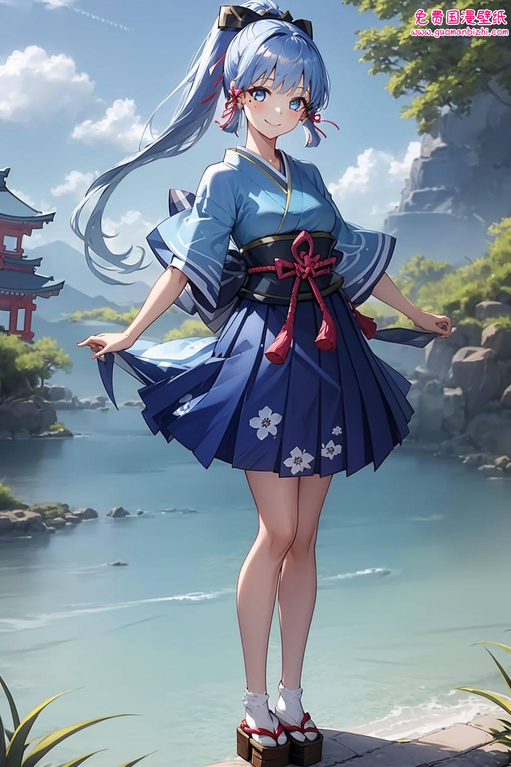 原神神里凌华和服风采：AI图片AIGC免费壁纸秀，苹果漫画壁纸精选集