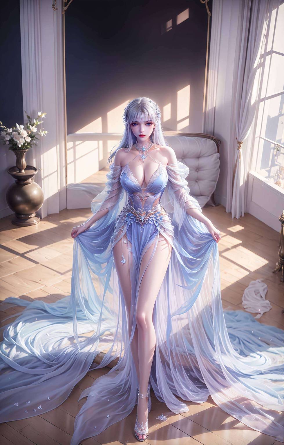 国漫女神图片：圣采儿AI生成古风素材，游戏壁纸手机必备