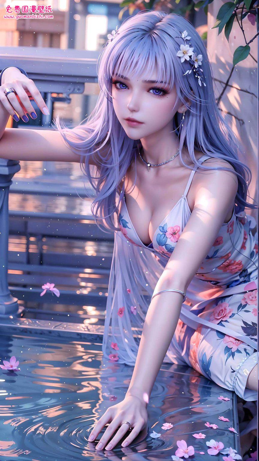 圣采儿二次元图片高清，AI图片参考，精细角色苹果桌面壁纸集。