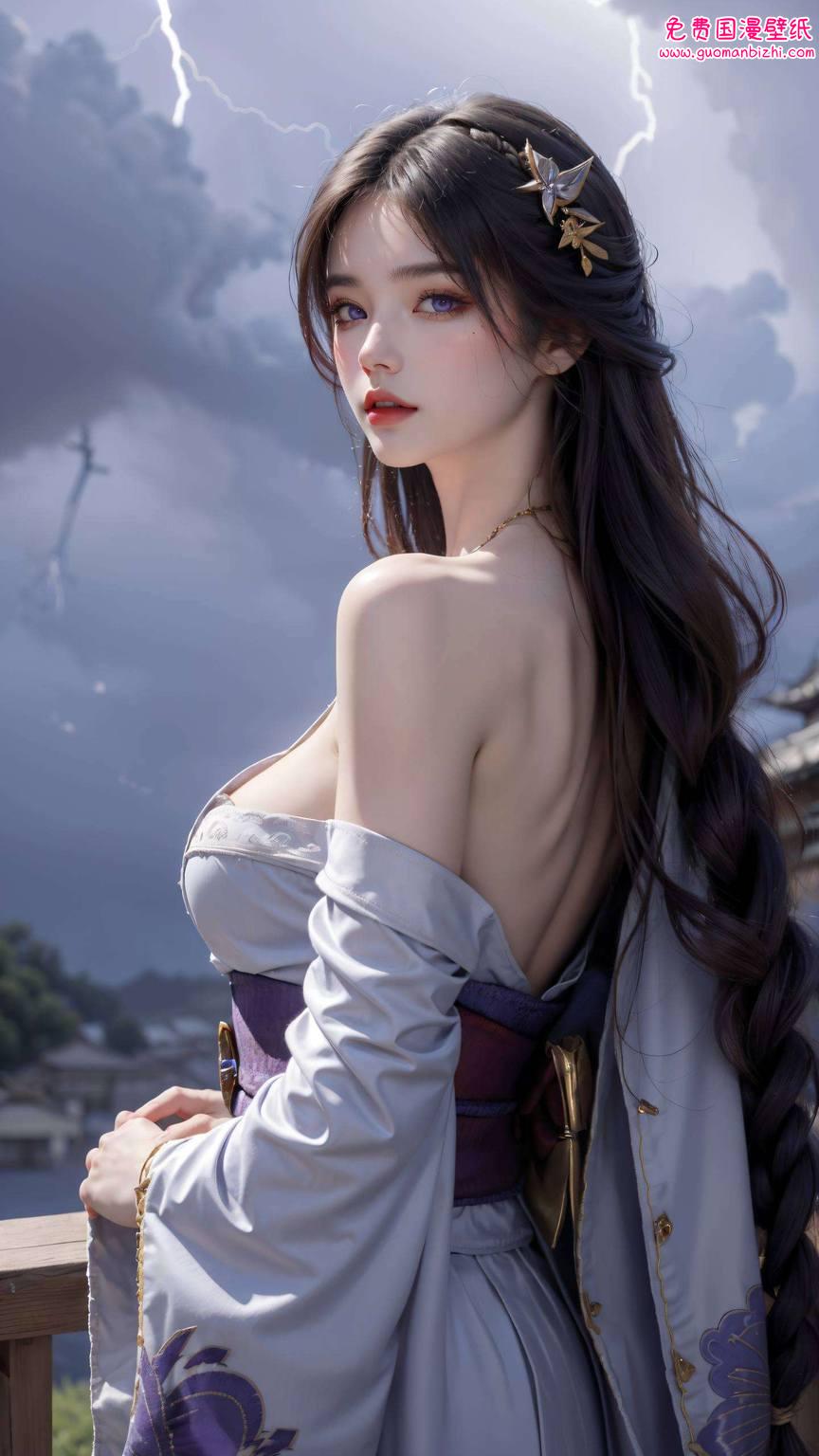 AI绘画生成作品：动漫壁纸·雷电将军安卓桌面精选集