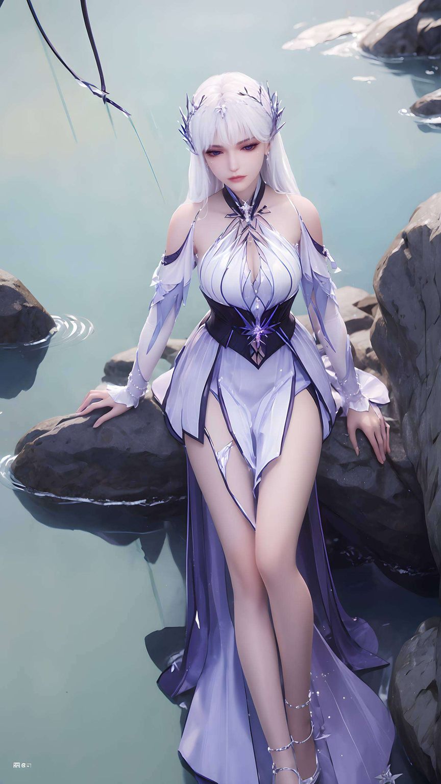 圣采儿泪洒时刻：AI生成高清唯美壁纸，iPhone专享，免费下载。