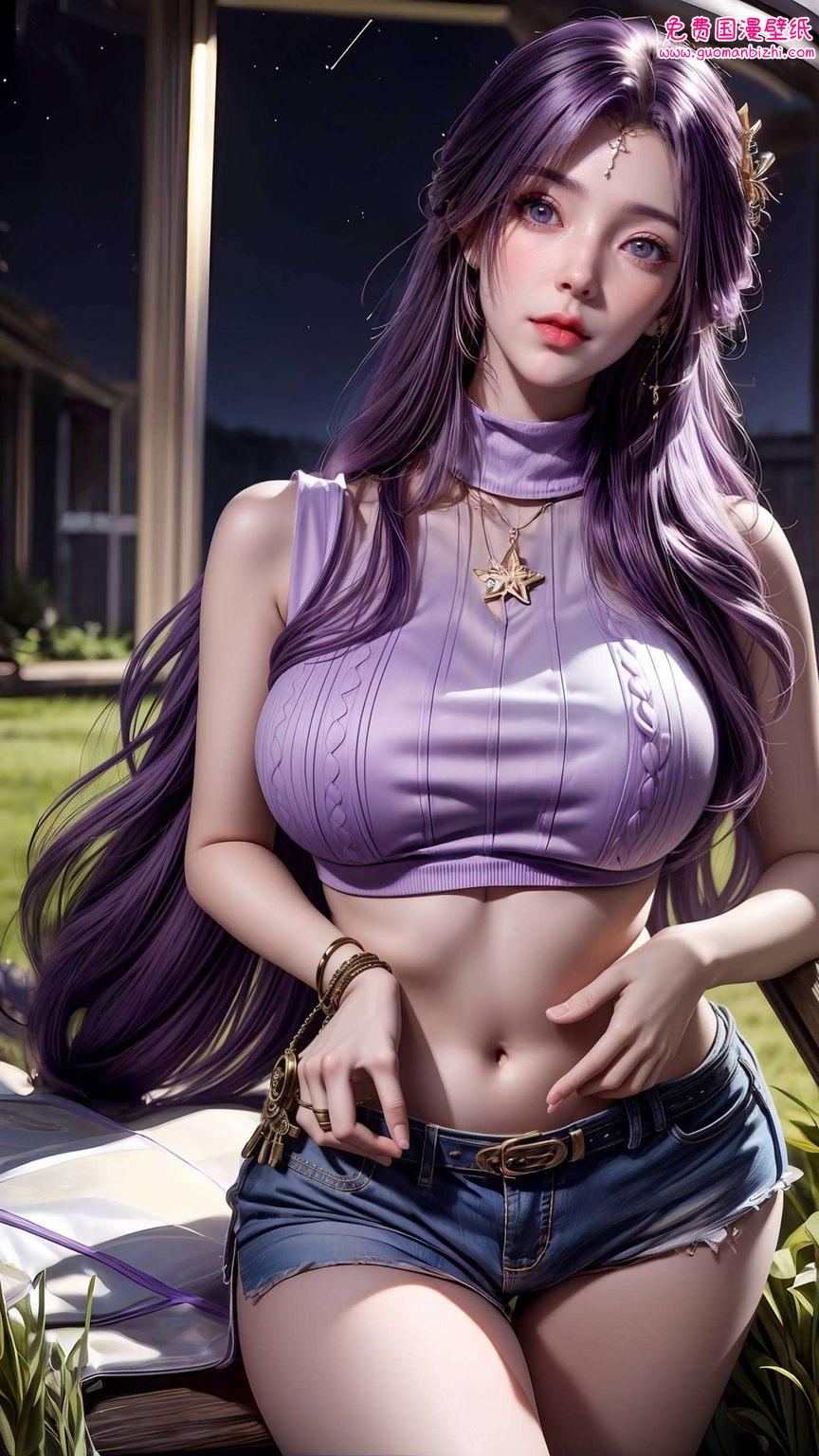 紫色二次元壁纸集：安卓风格云曦电脑横壁纸高清，ins风流行元素