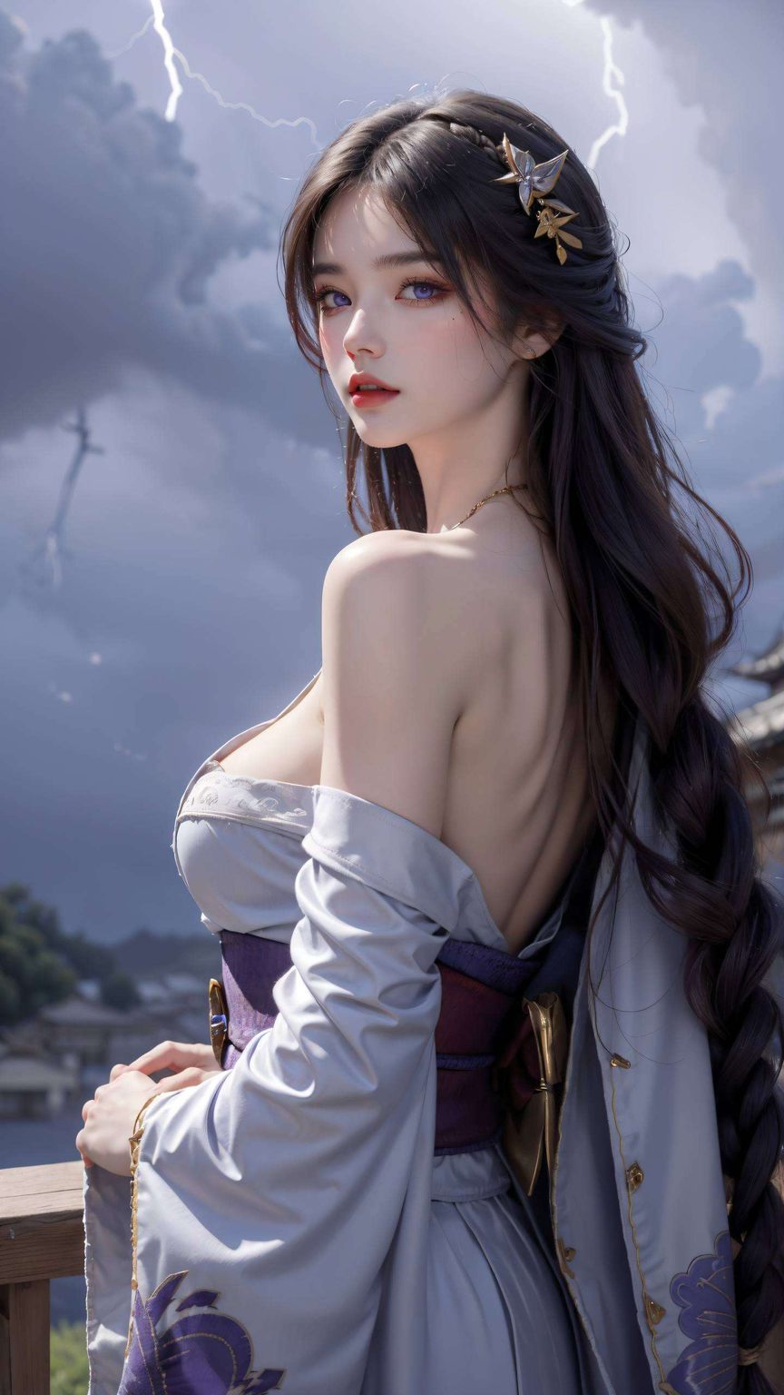 特别极简雷电将军坐姿壁纸,Win10艺术壁纸精选集 特别极简雷电将军坐姿壁纸,Win10艺术壁纸精选集