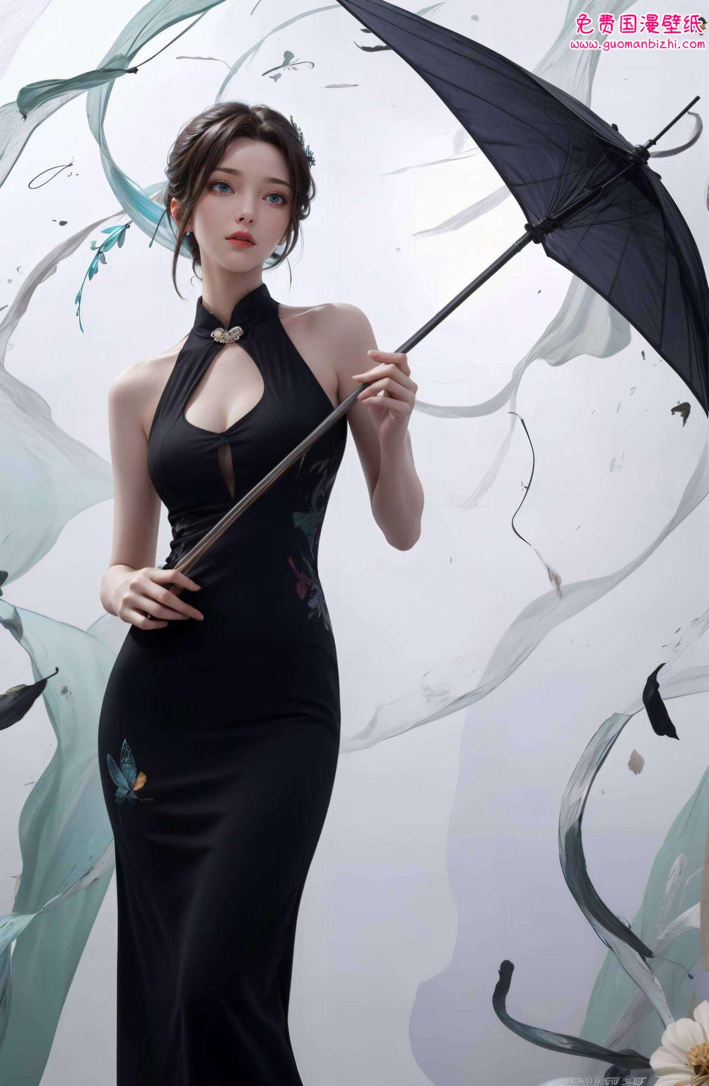 高清黑袍云韵图片，AI生成壁纸AIGC，护眼壁纸手机潮图壁纸精选集。