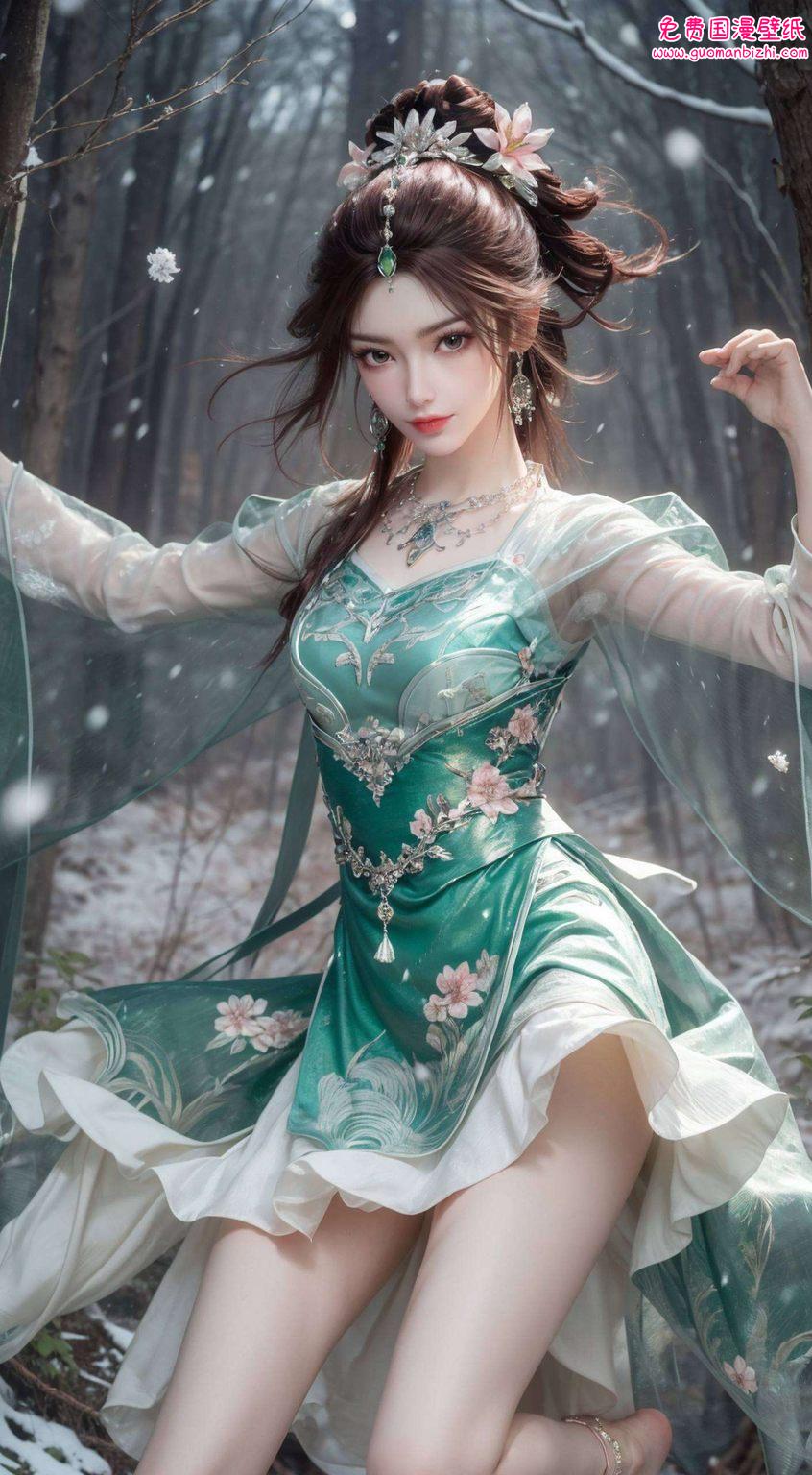 AI图片模型壁纸，倾仙叶韵，护眼PC桌面美不胜收