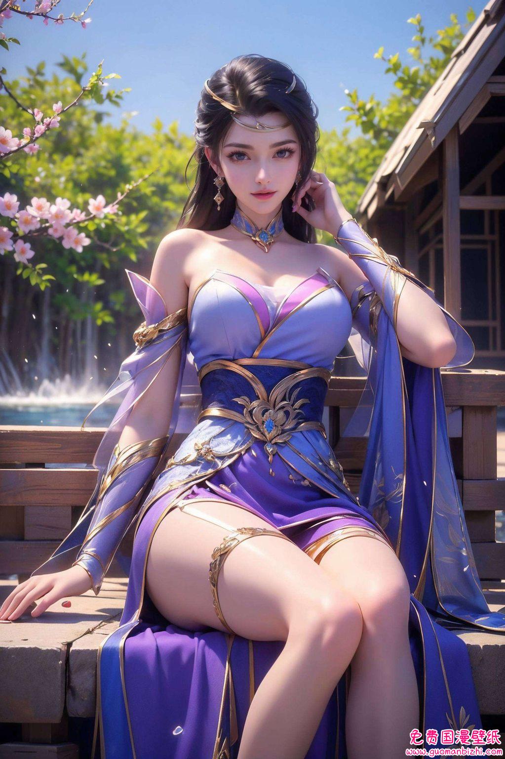 仙武传楚灵玉高清横屏壁纸4k：AI生成AIGC护眼iPhone壁纸，古香古色韵味十足