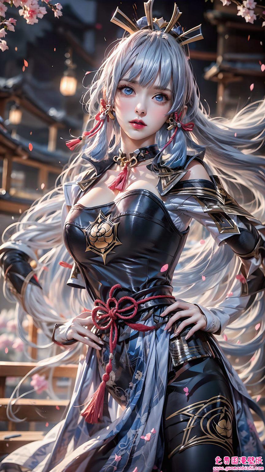 原神的高分辨率精细神里凌华iPhone粉色动态壁纸