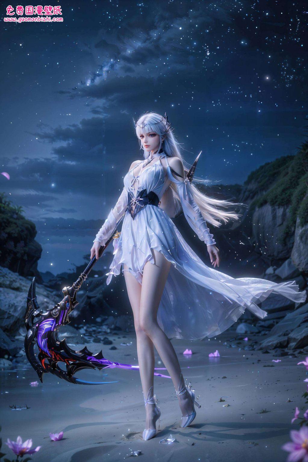 AI壁纸秀：圣采儿动漫美女，免费高清iPad动画壁纸集