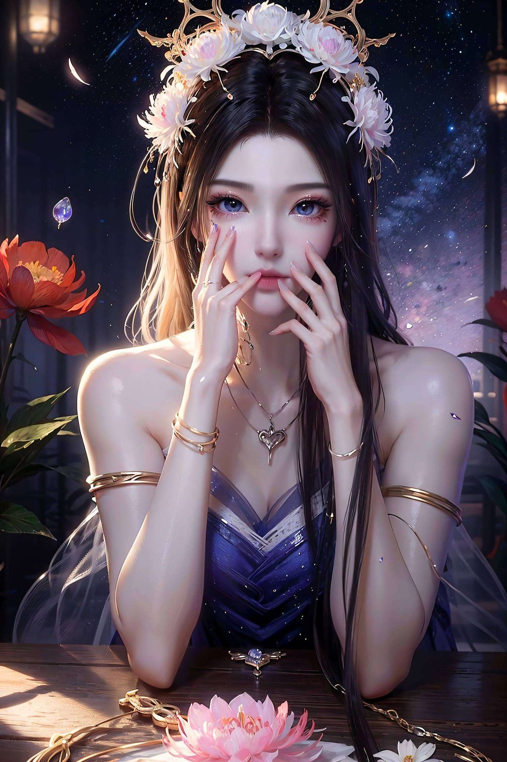 AI图片精细渲染，电脑上的粉色角色，打造个性化手机桌面壁纸高清竖屏。