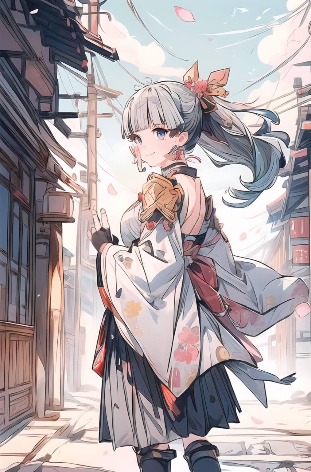 原神神里凌华和服风采：AI图片AIGC免费壁纸秀，苹果漫画壁纸精选集