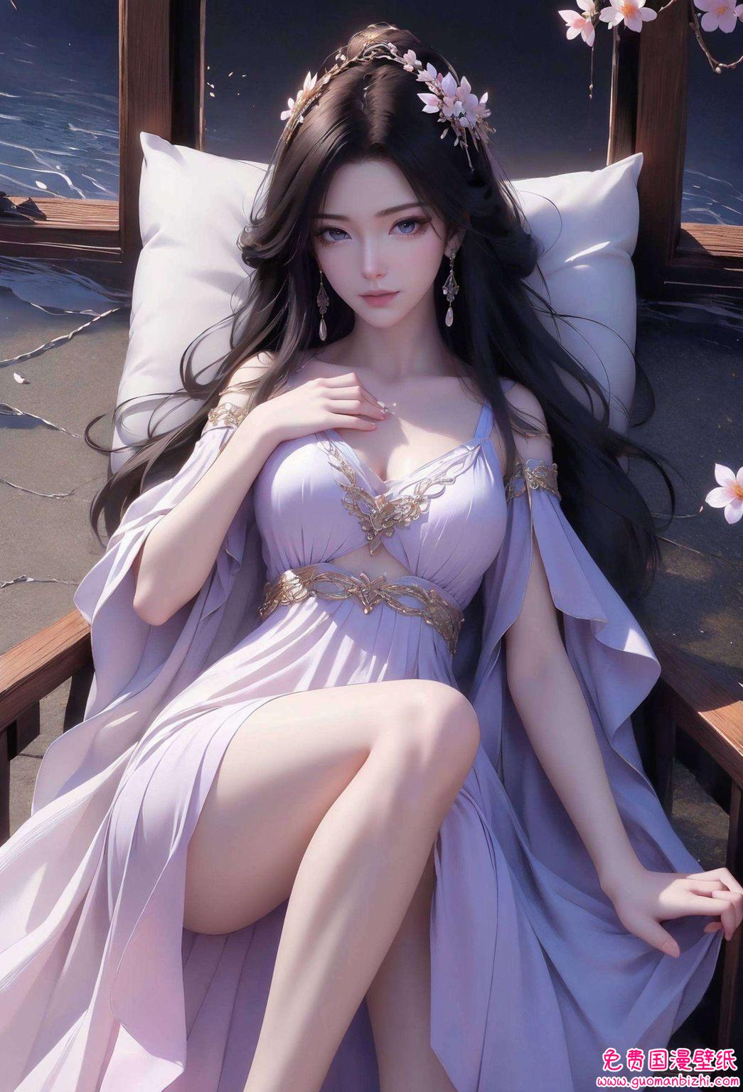 紫色二次元壁纸，苹果锁屏壁纸，尽显紫灵超清4K魅力。