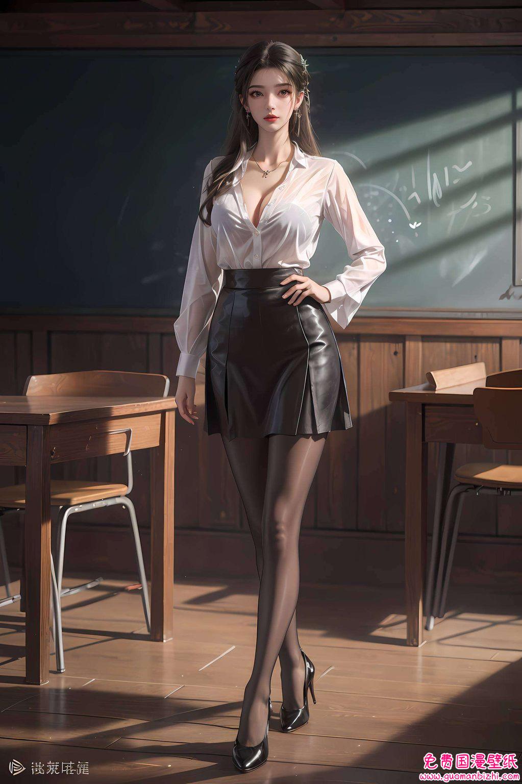 AI国漫女神李慕婉：完美像素壁纸，苹果漫画风格呈现