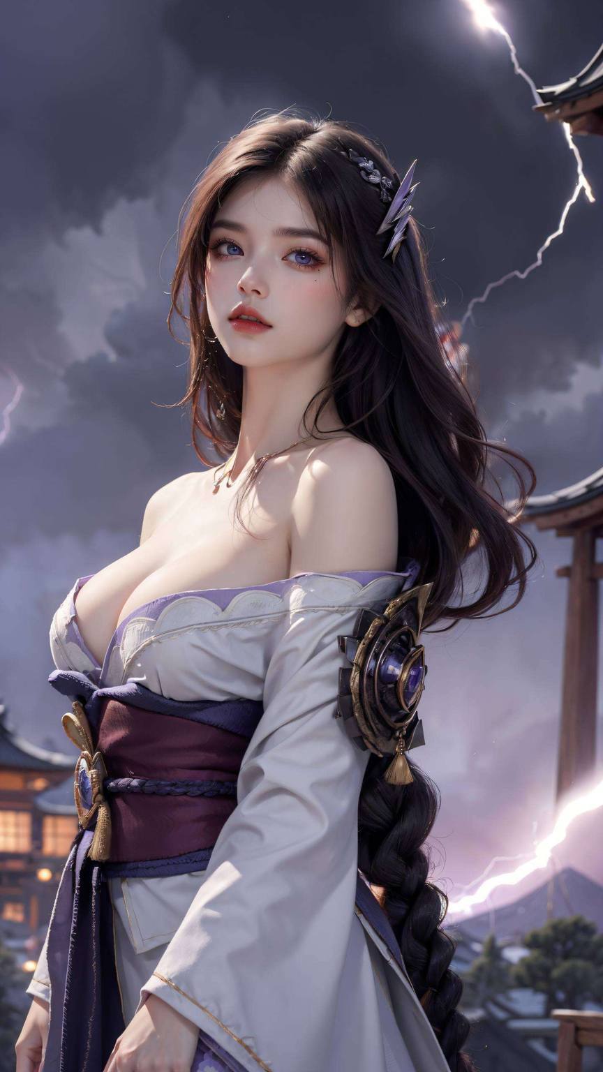 AI绘画生成作品：动漫壁纸·雷电将军安卓桌面精选集