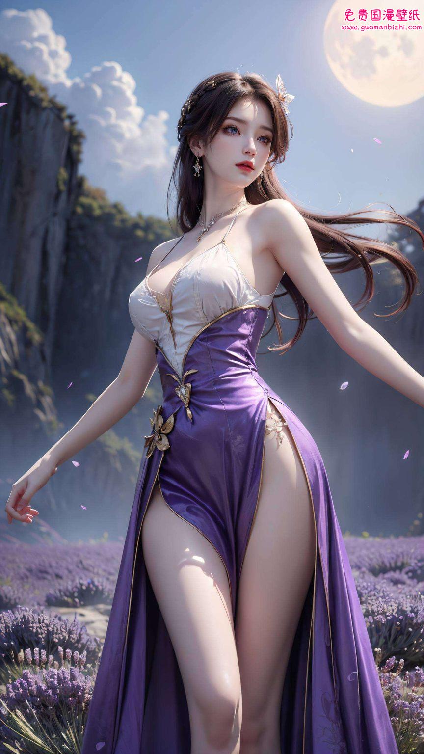 石昊护送云曦：AI动漫人物壁纸，极简风格，PC桌面装饰艺术。