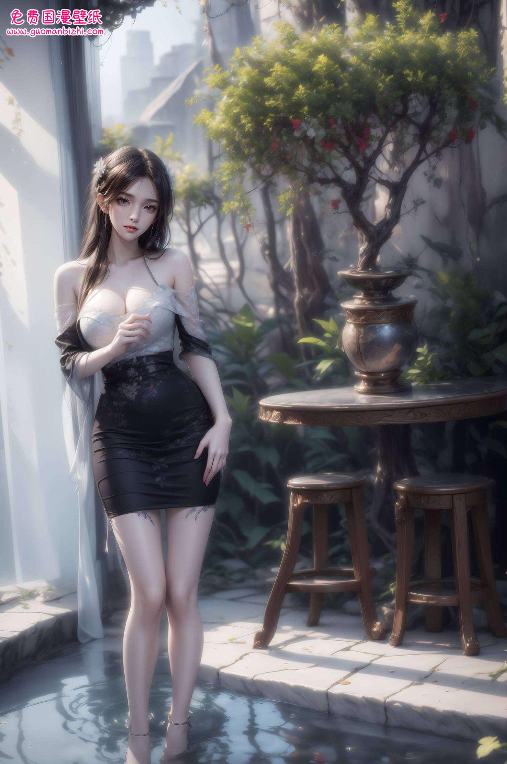 徐欣长腿壁纸图片：4K高清护眼与电脑可爱壁纸的黑白女风华