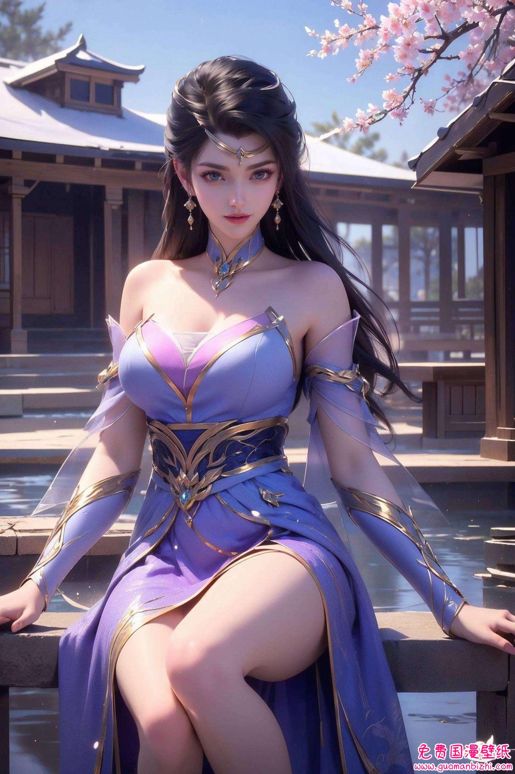 仙武传楚灵玉高清横屏壁纸4k：AI生成AIGC护眼iPhone壁纸，古香古色韵味十足