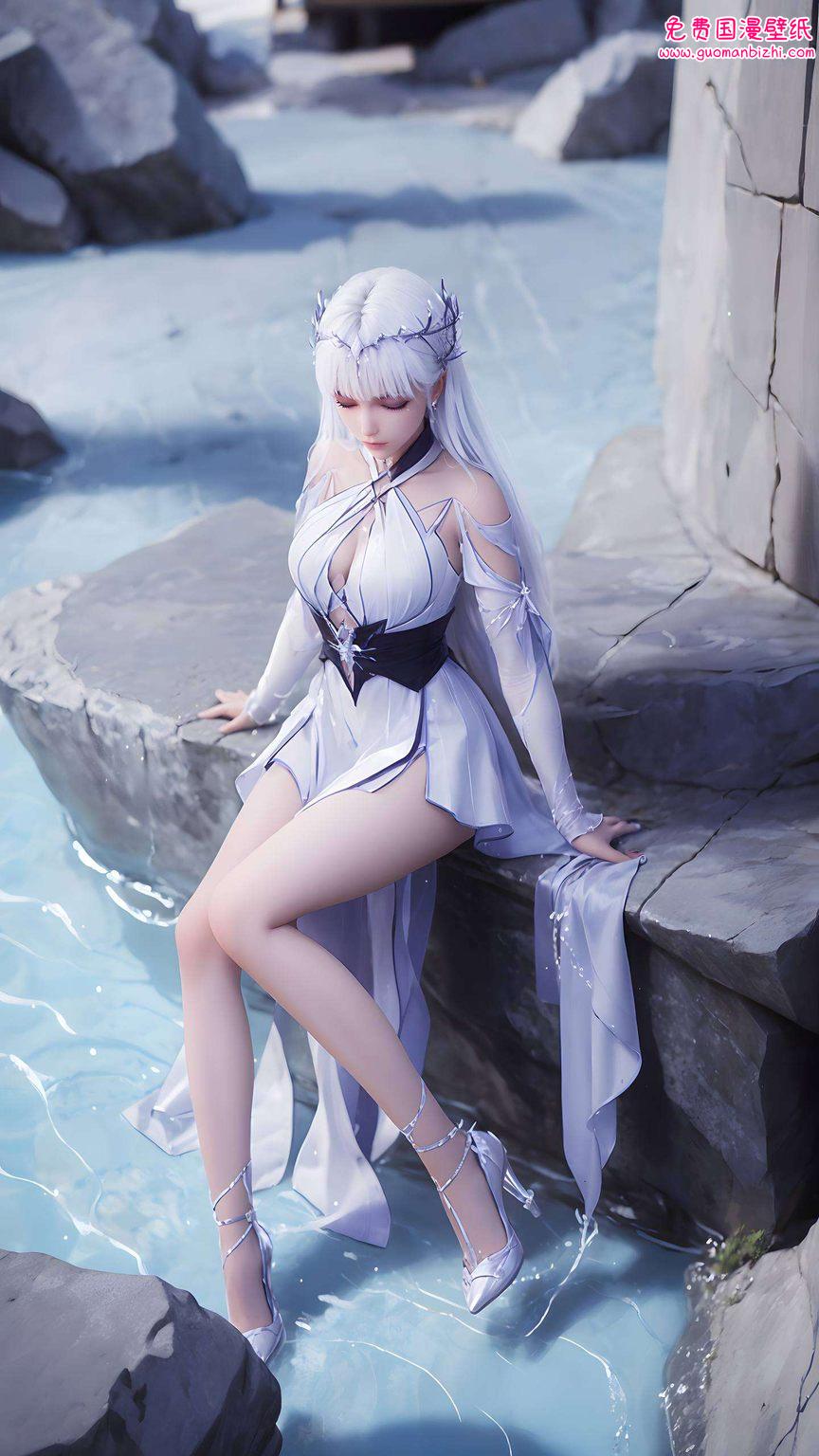 圣采儿微笑高清壁纸图片——AI生成壁纸AIGC，护眼iPhone桌面主题精选