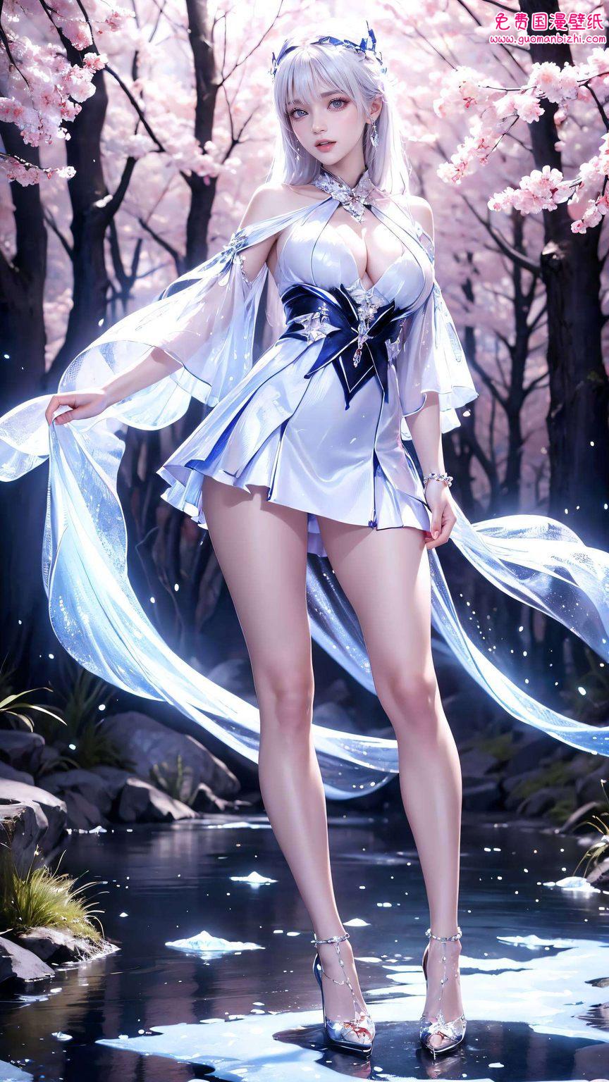 圣采儿白发扬帆，AI高清壁纸，护眼炫彩，苹果专属之美。