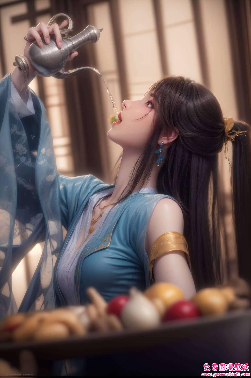 AI图片AIGC，二次元元尊裸足壁纸，安卓平台最美风格呈现。