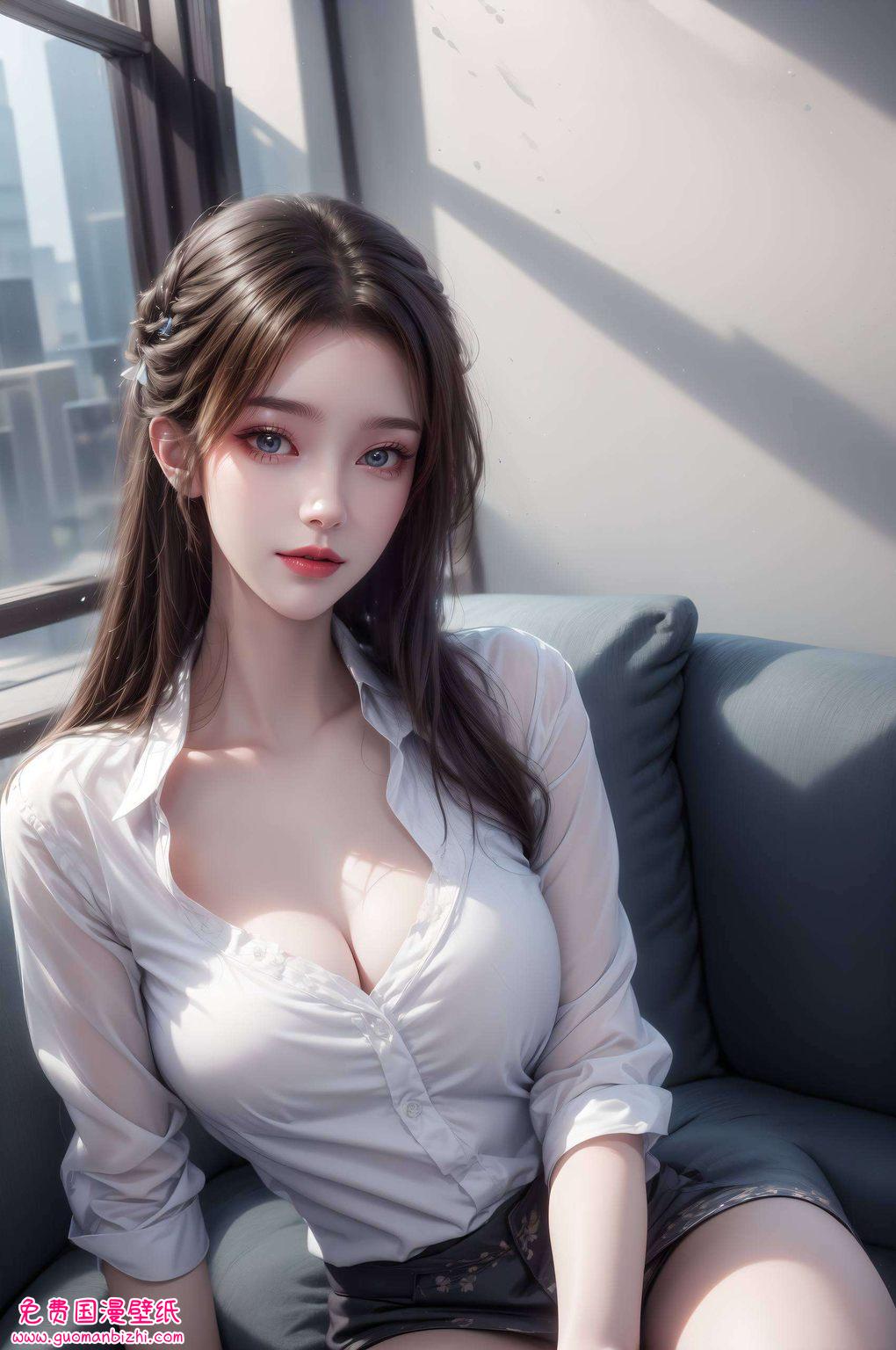 二次元李慕婉图片壁纸：AI绘画参考素材，极简壁纸，iPhone桌面必备