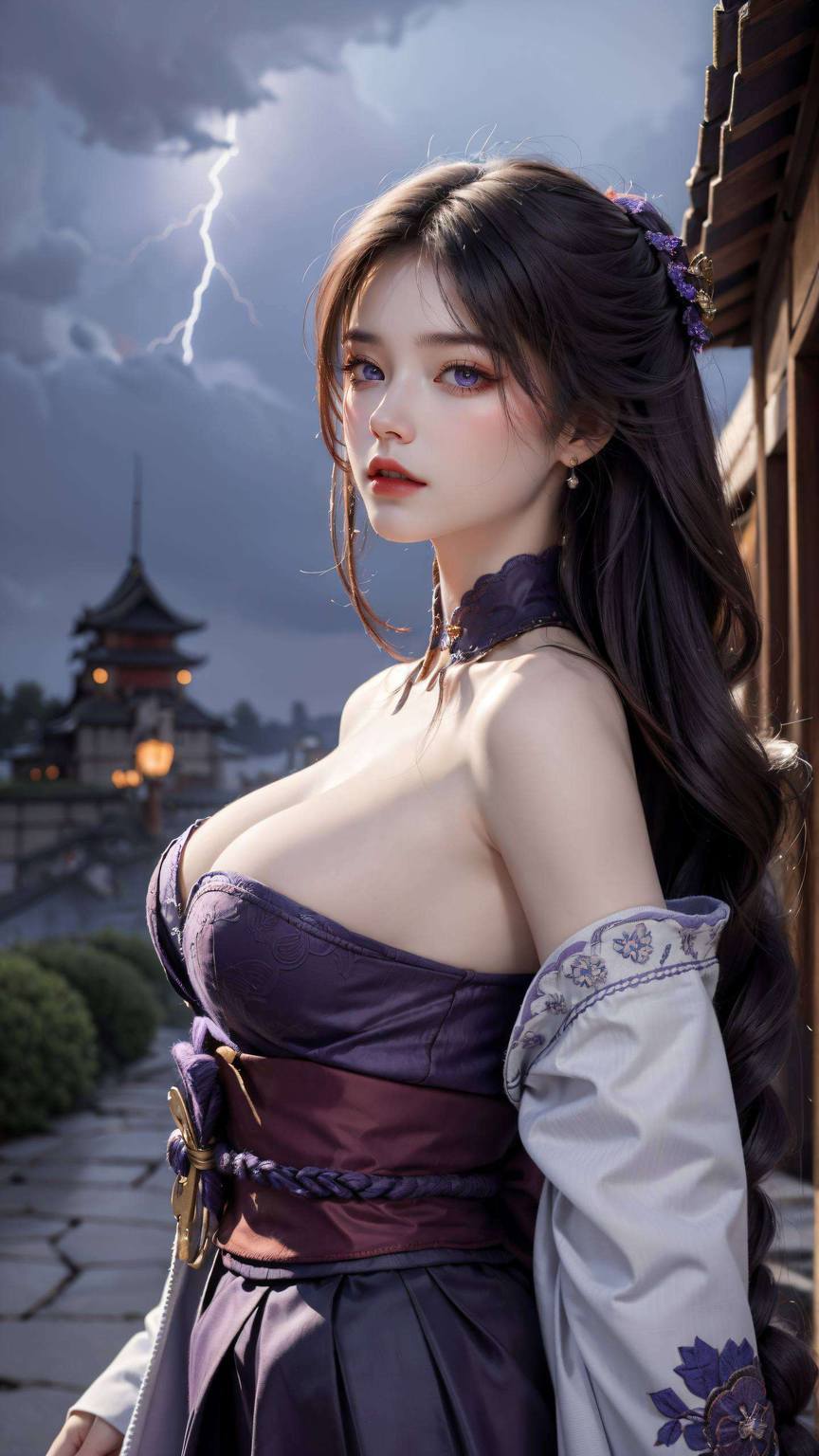 AI绘画生成作品：动漫壁纸·雷电将军安卓桌面精选集