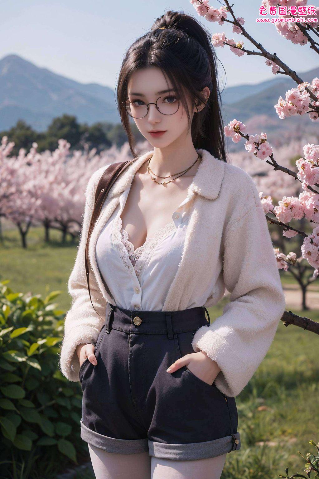 周小环半脸壁纸图片大全集：AI生成图片极简壁纸，PC桌面装饰图精选