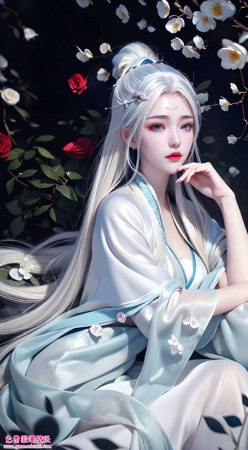 AI素材壁纸：美女动漫云韵，免费壁纸合集，苹果简洁风格呈现