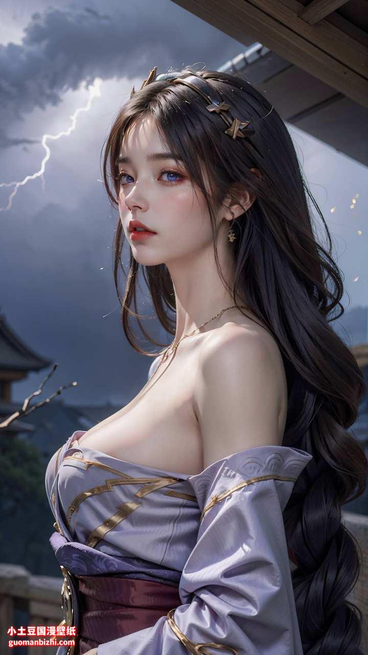 ai手机壁纸:雷电将军紫色ai发色素材分享