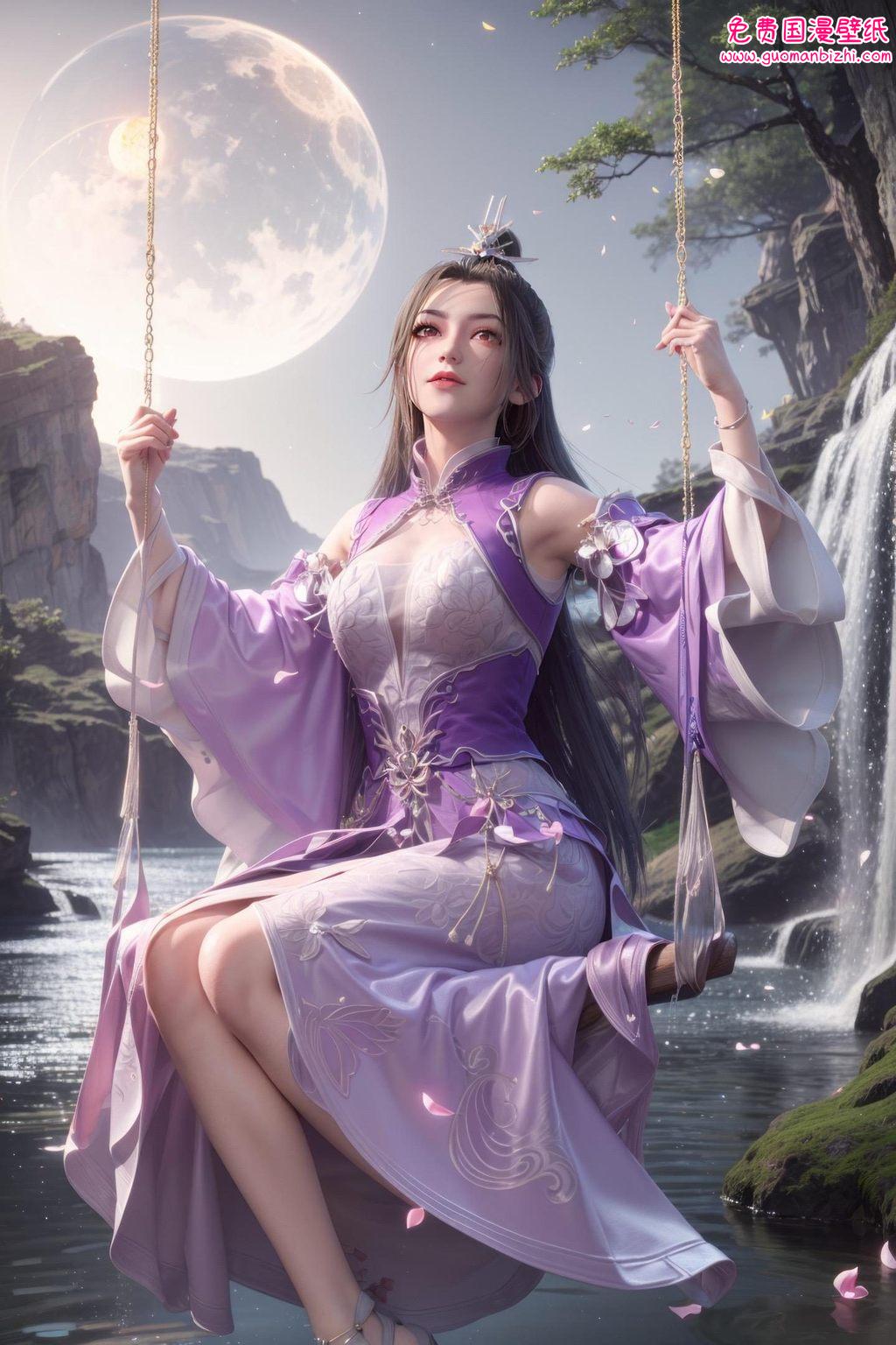 AI图例AIGC护眼壁纸：电脑古风仙逆柳眉面纱之美