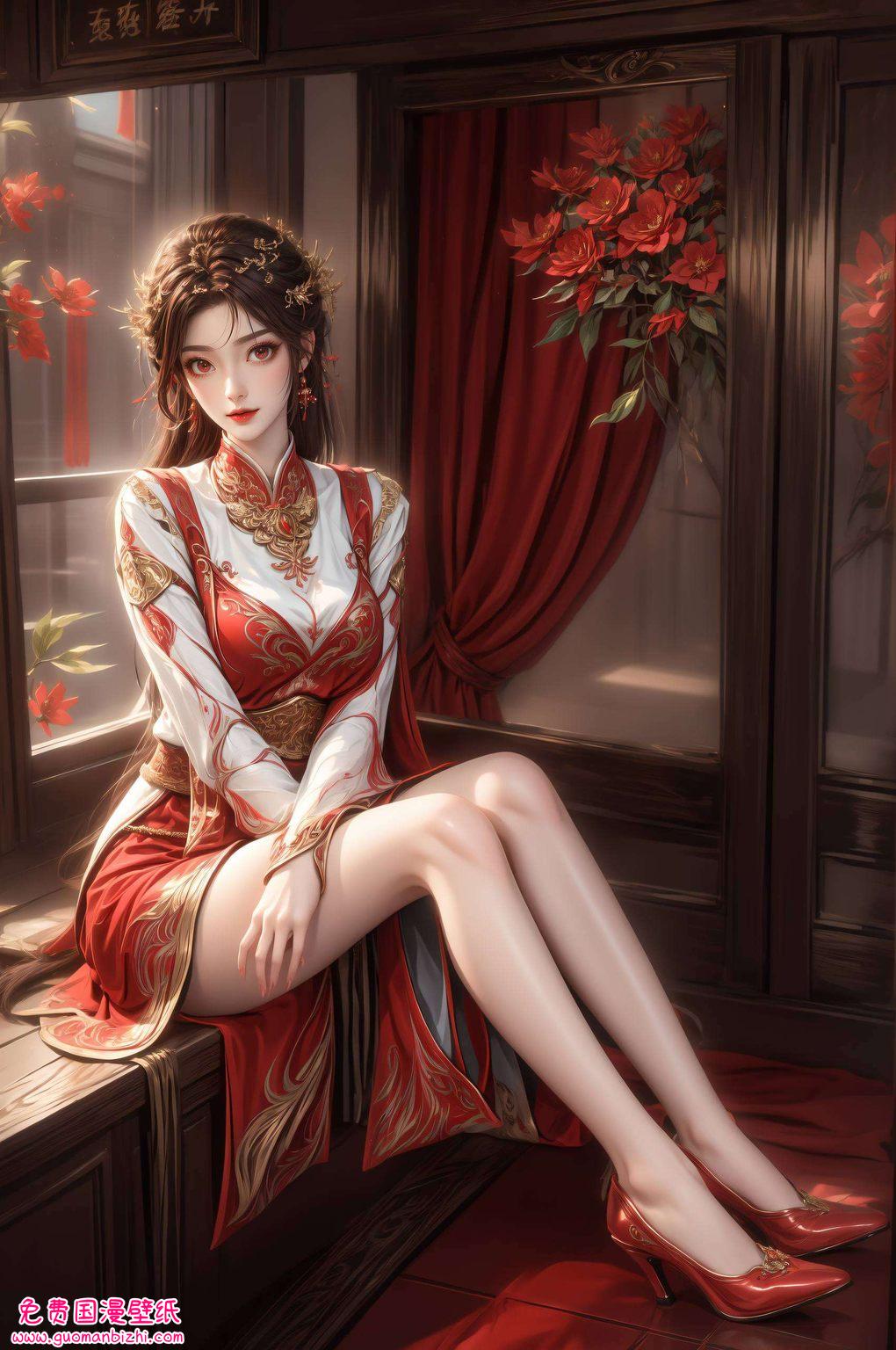 AIGC完美像素，AI角色火灵儿石昊高清壁纸，iPhone横屏最美壁纸呈现。