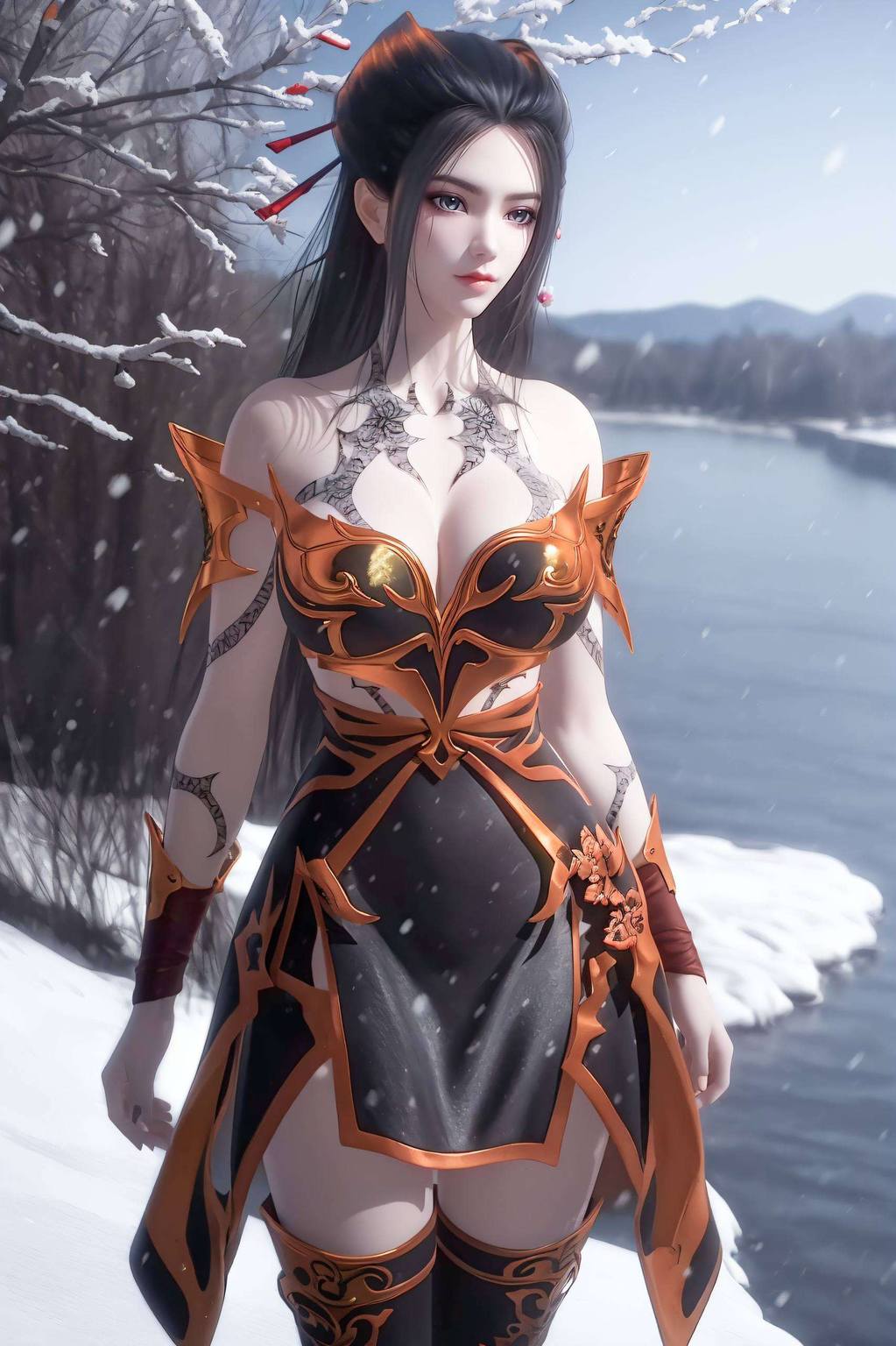 焰灵姬娜美AI图片壁纸：完美像素苹果桌面主题呈现