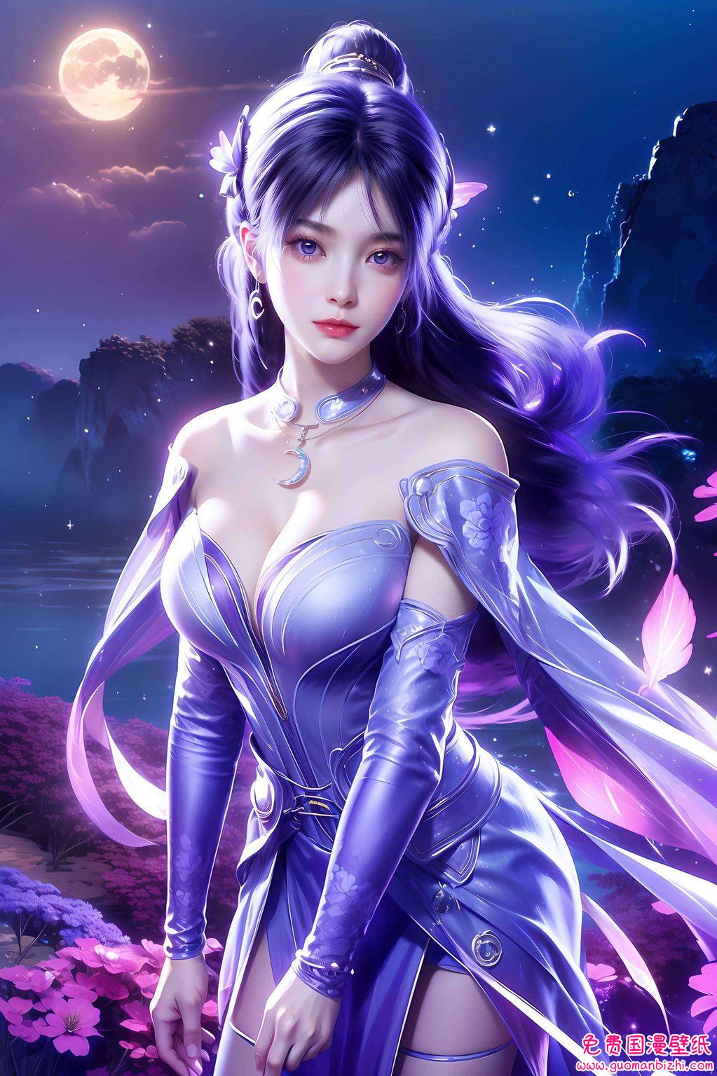 AI生成AIGC二次元姬紫月横屏高清壁纸，4K唯美手机壁纸盛宴