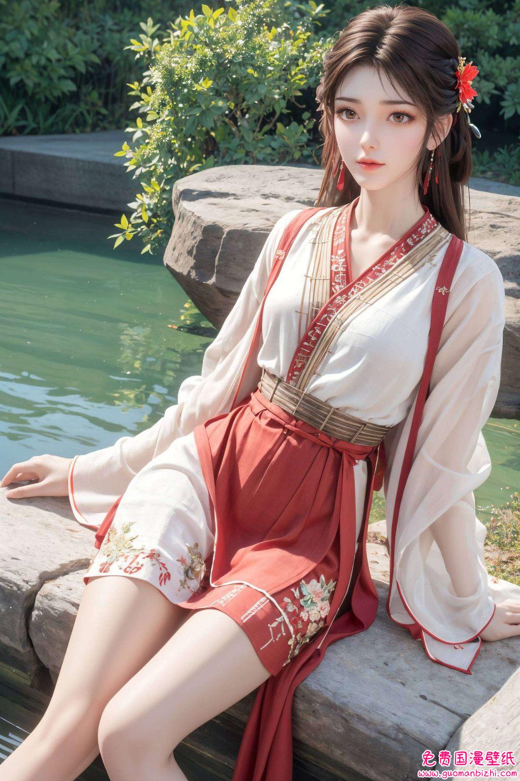 AI生成壁纸，精细描绘火灵儿石昊，完美适配iPhone锁屏，高清壁纸盛宴