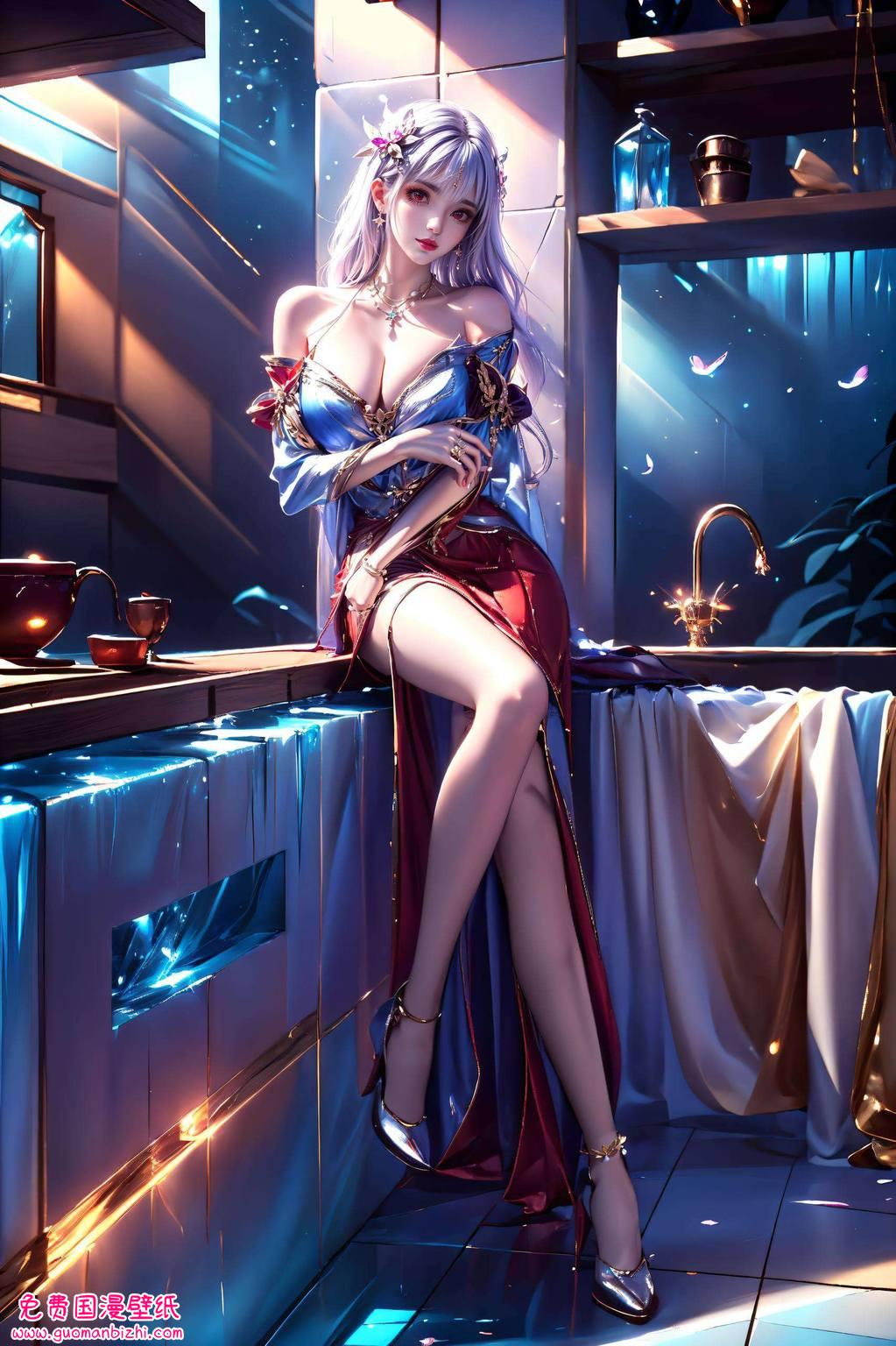 太阴玉兔：AI创作壁纸，护眼Win10背景图片，玉兔呈祥