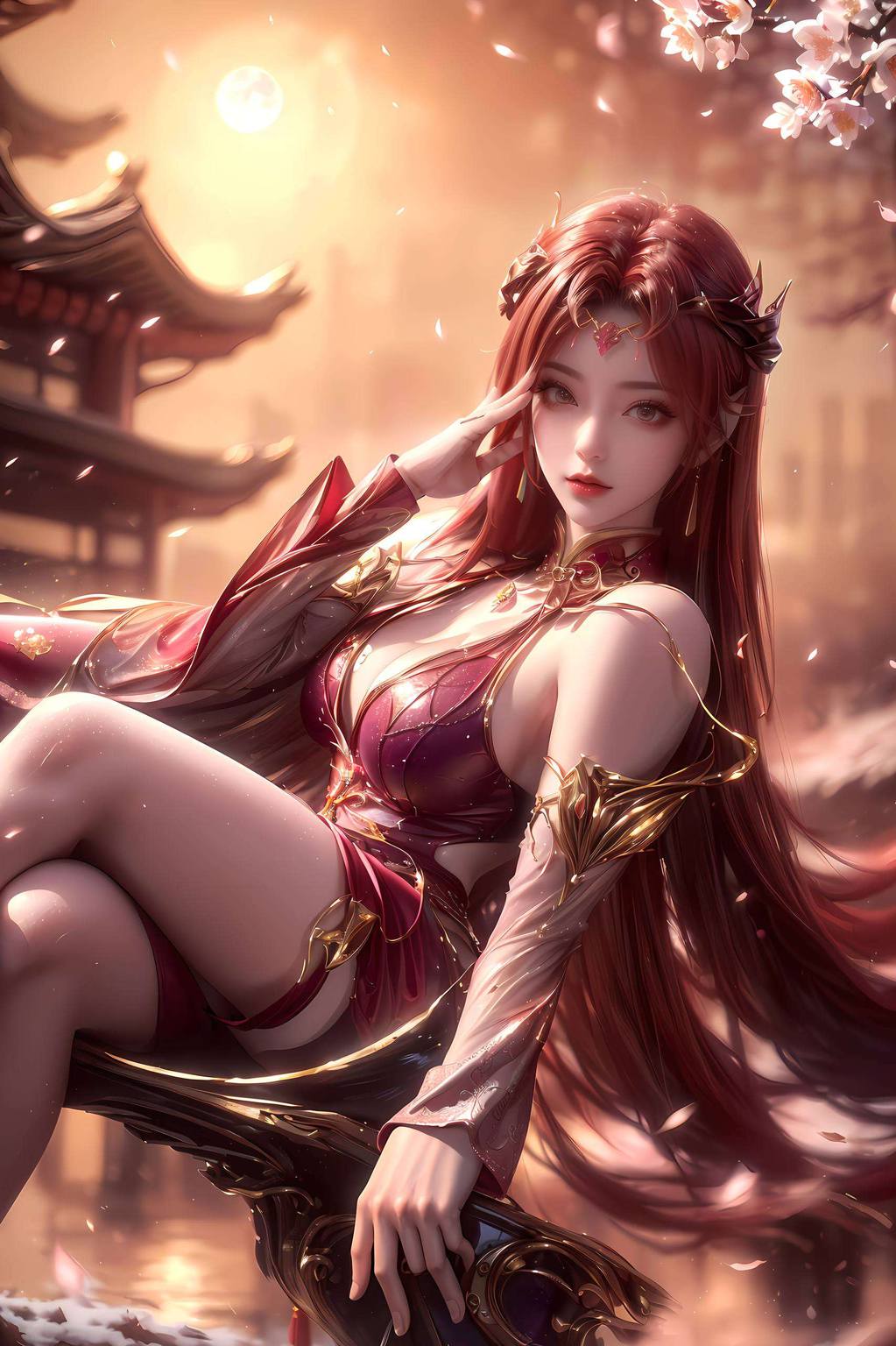 AI图片AIGC免费壁纸分享——苹果古风漫画妖夜女神高清壁纸集