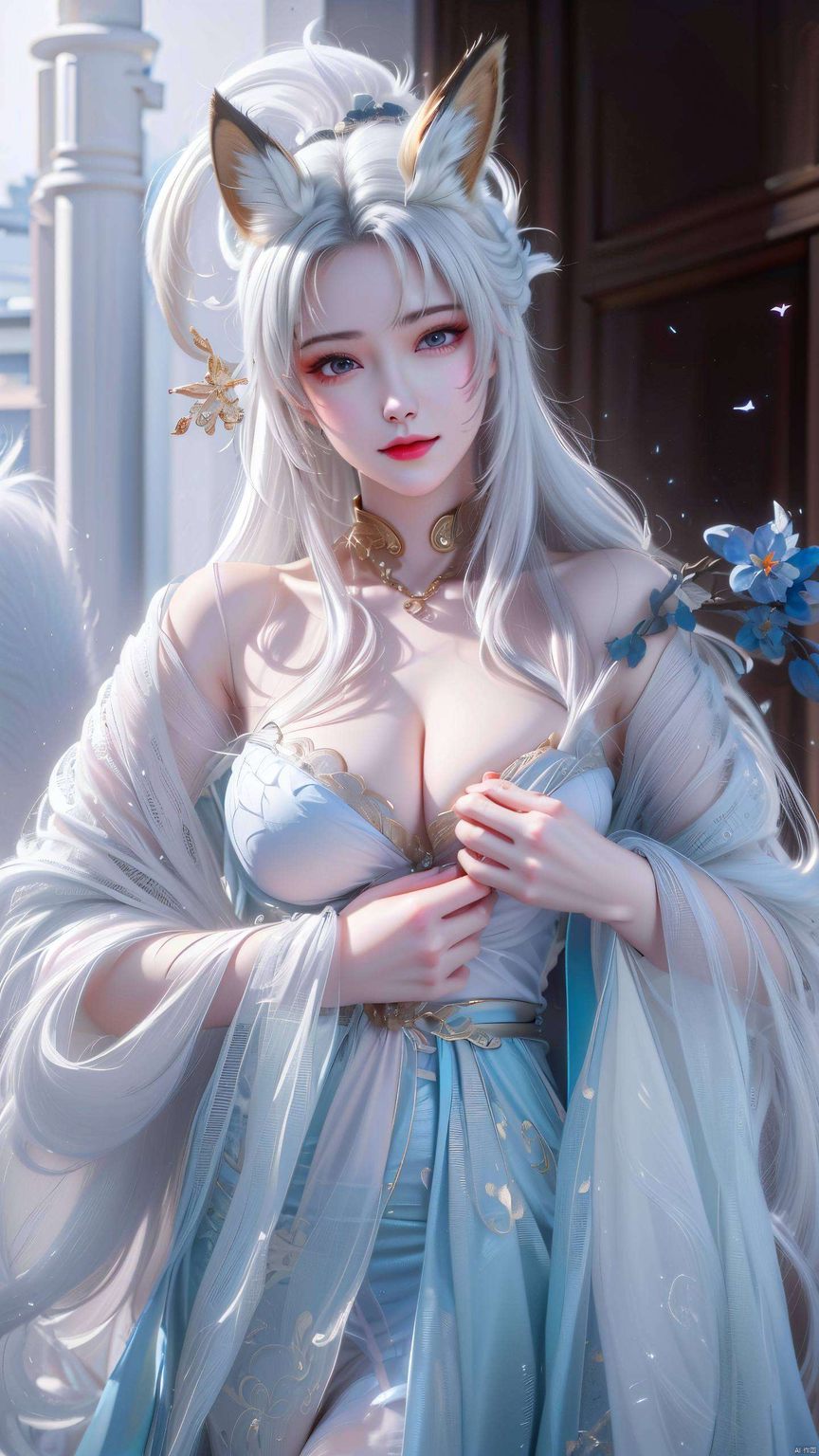 天狐仙子完美世界：AI创作AIGC免费壁纸分享，苹果粉色浪漫仙境