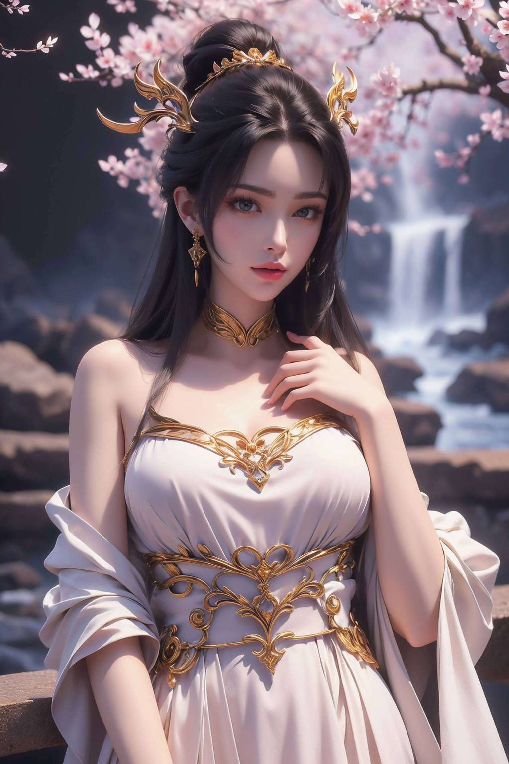 AI壁纸壁纸精细，天狐仙子黄化角色，简洁手机壁纸呈现