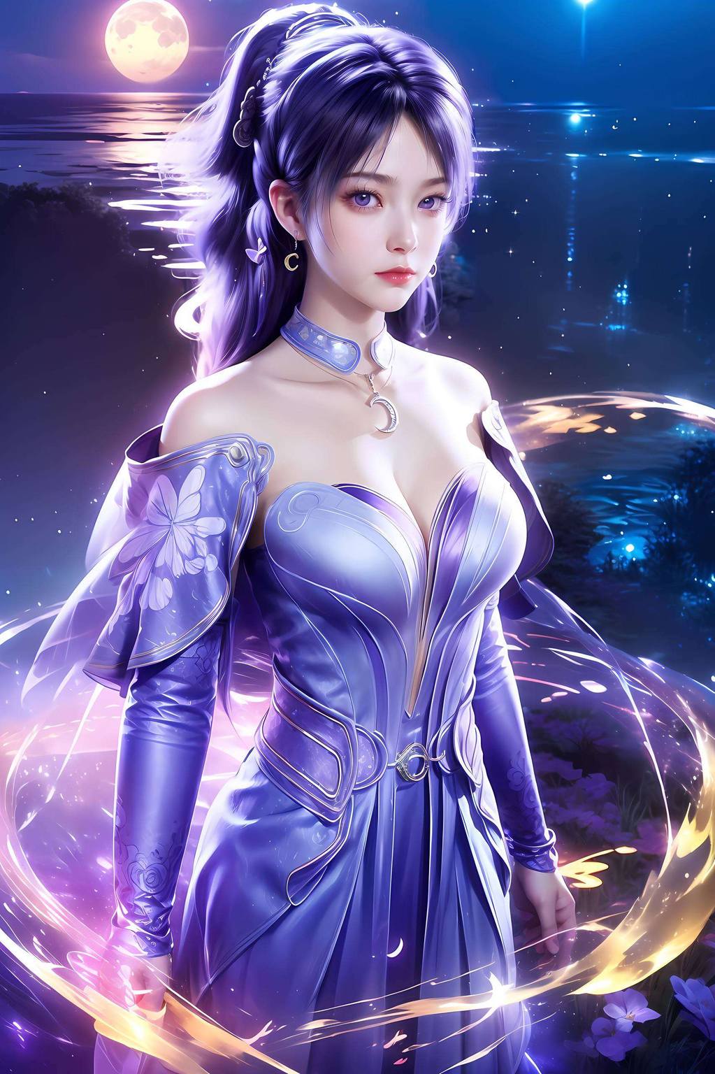 AI创造壁纸集：姬紫月仙逆之美，护眼Win10壁纸精选