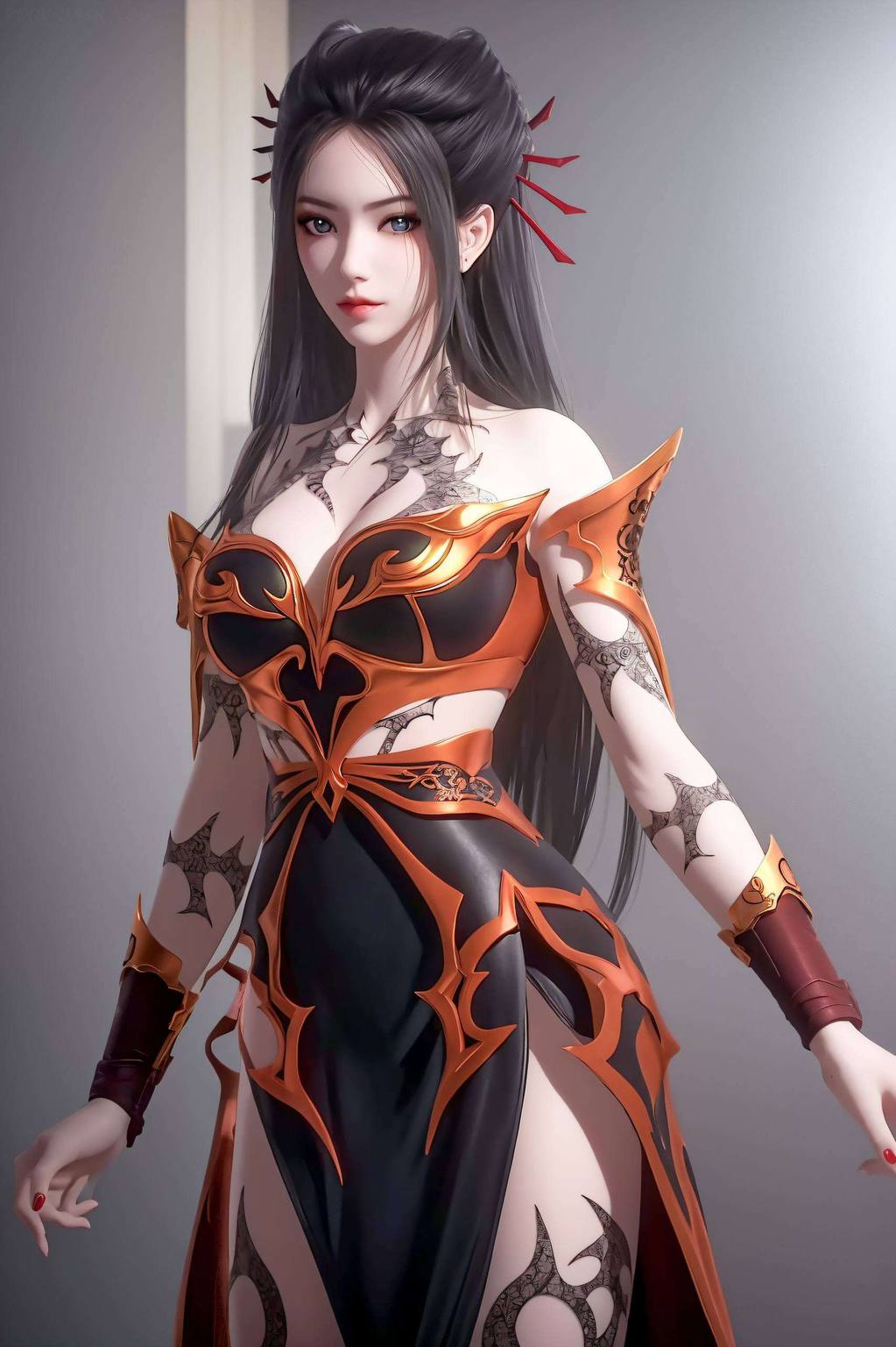 焰灵姬娜美AI图片壁纸：完美像素苹果桌面主题呈现