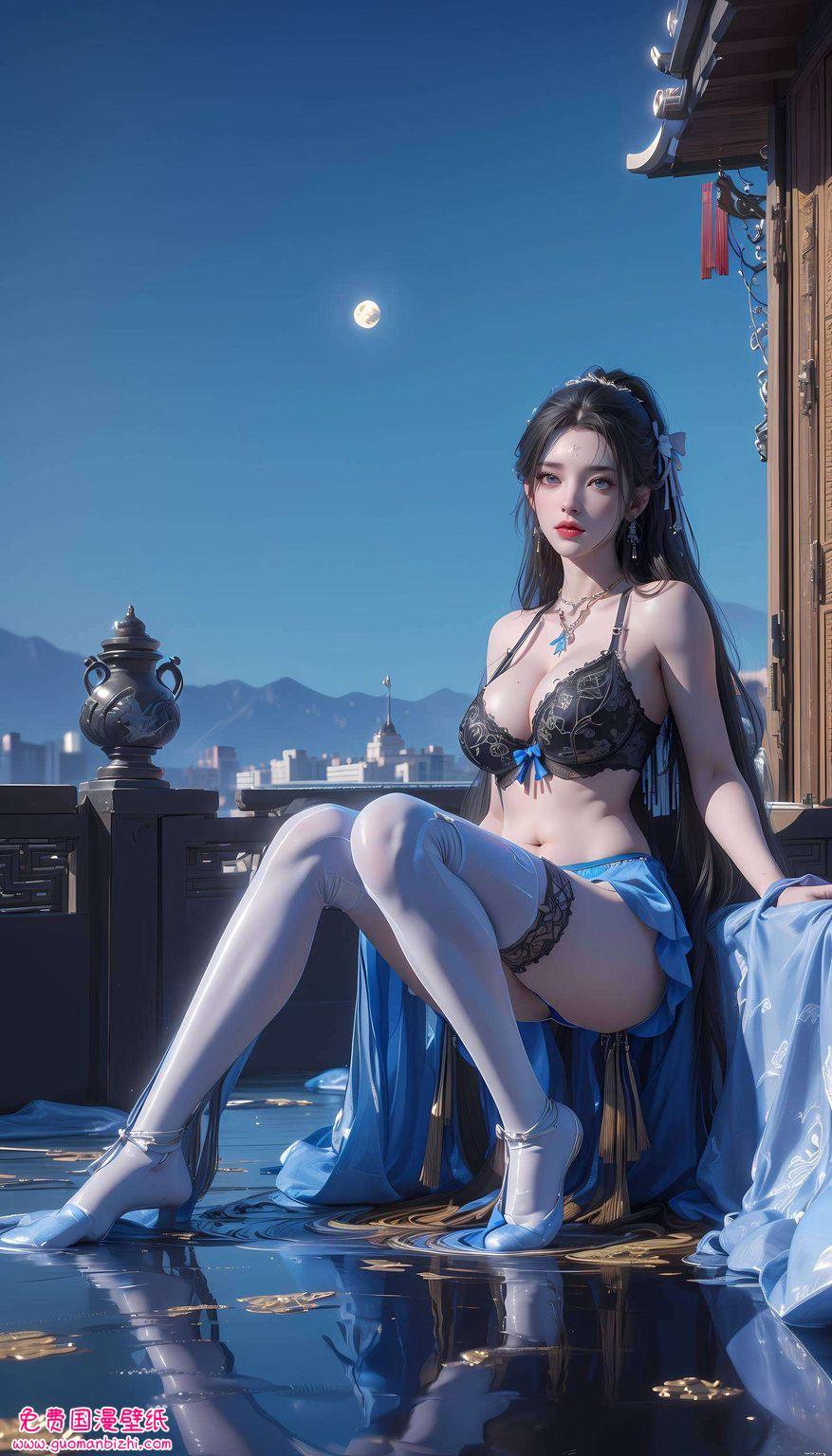 清漪红裙，AI参考免费秀——iPhone宽屏高清壁纸集锦