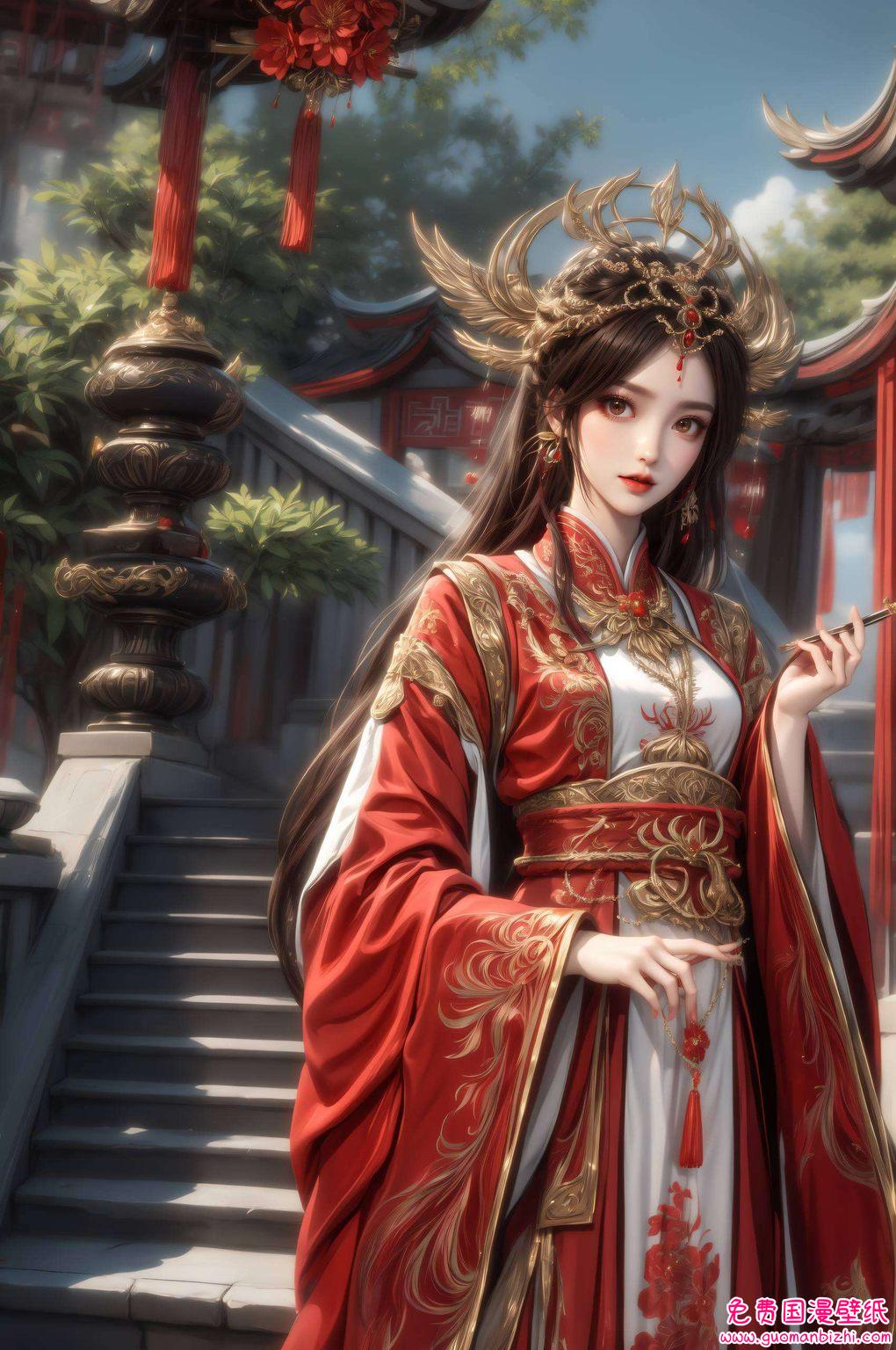 特集免费壁纸合集：火灵儿红装高清苹果唯美手机壁纸