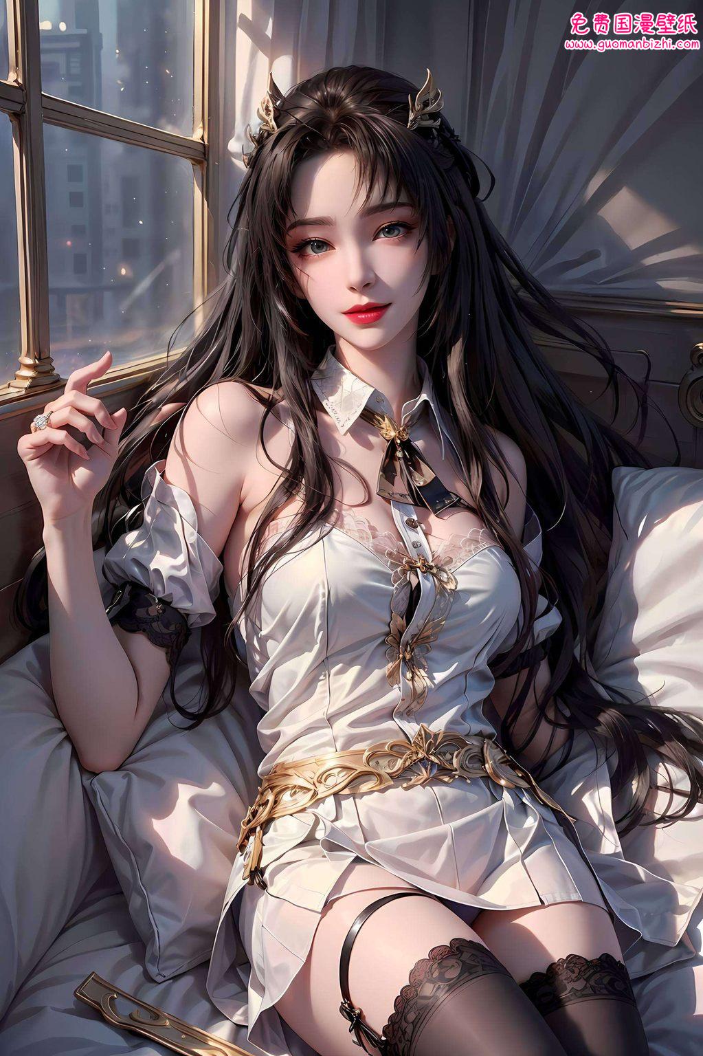 天狐仙子黑色衣服壁纸女：AI绘画AIGC游戏壁纸，苹果艺术壁纸之魅