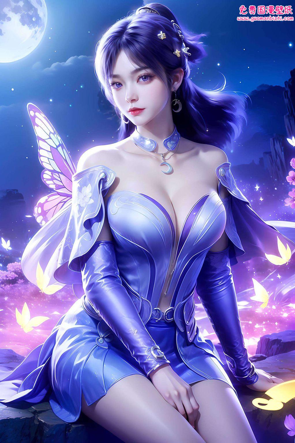 AI绘画免费壁纸秀：姬紫月动态壁纸，IPad桌面装饰新风尚。