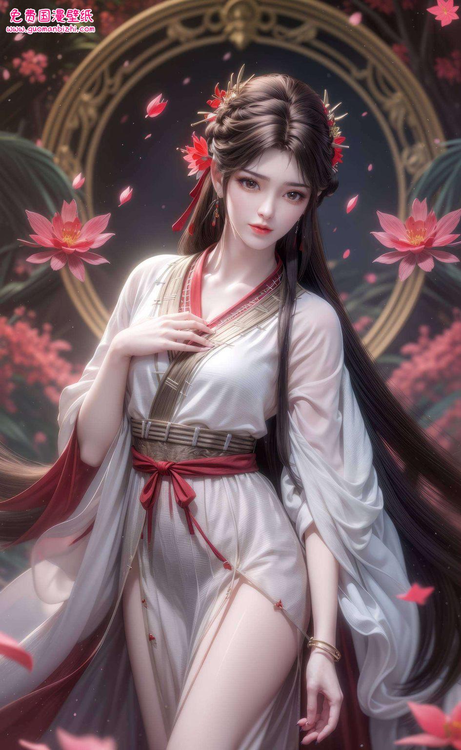 火灵儿采桑女：AI动漫人物二次元，Win10壁纸1920×1080高清呈现