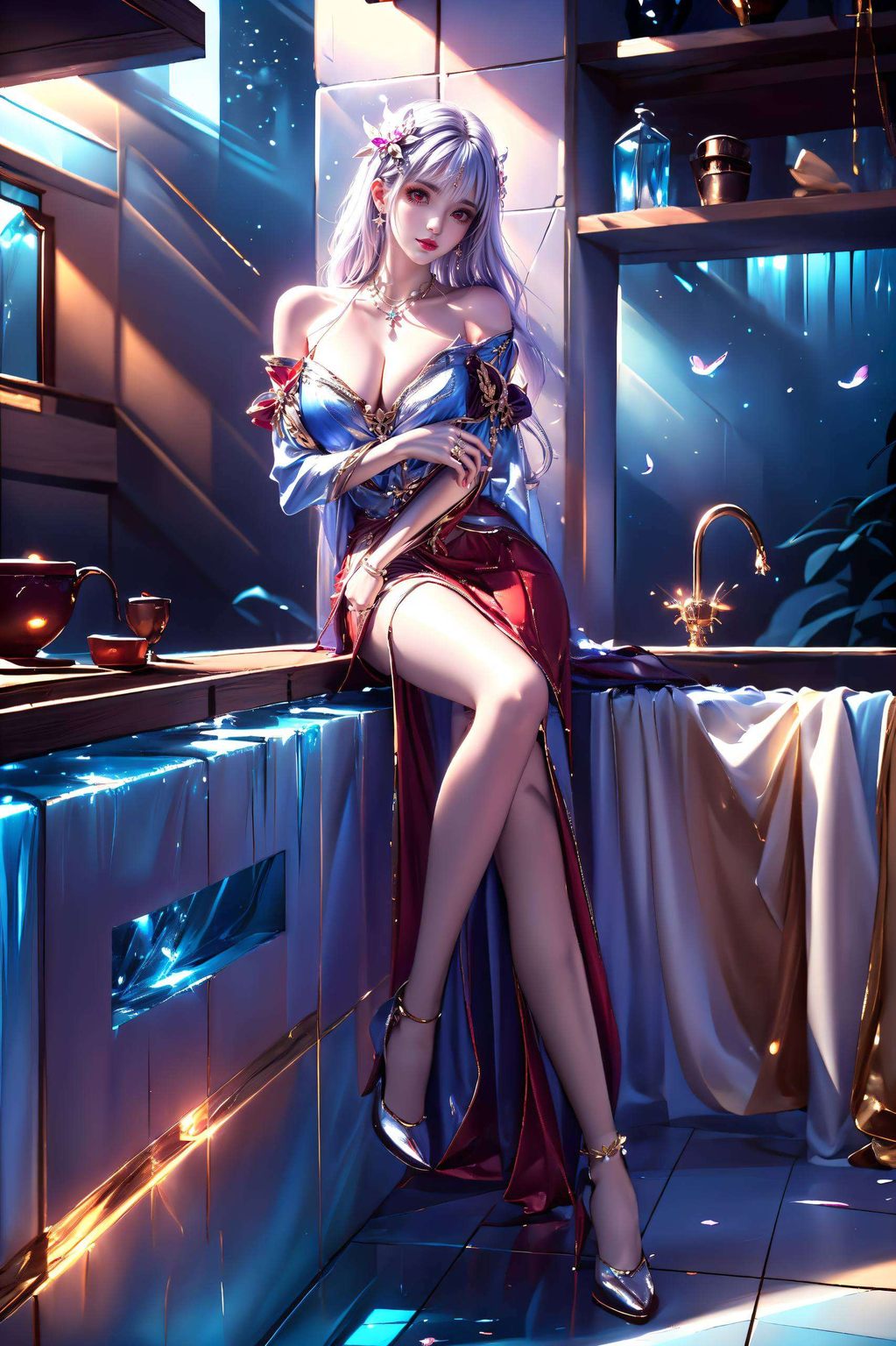 太阴玉兔高清壁纸线稿图——AI素材二次元壁纸，Win10壁纸桌面必备