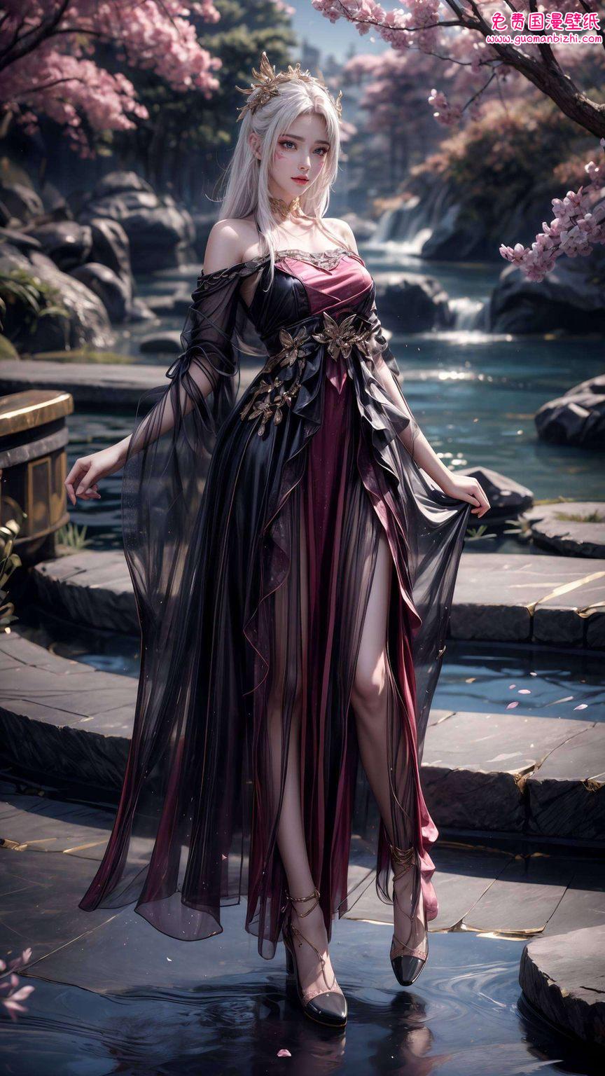 AI素材集：极简壁纸，iPhone专属，古风女神天狐仙子图片